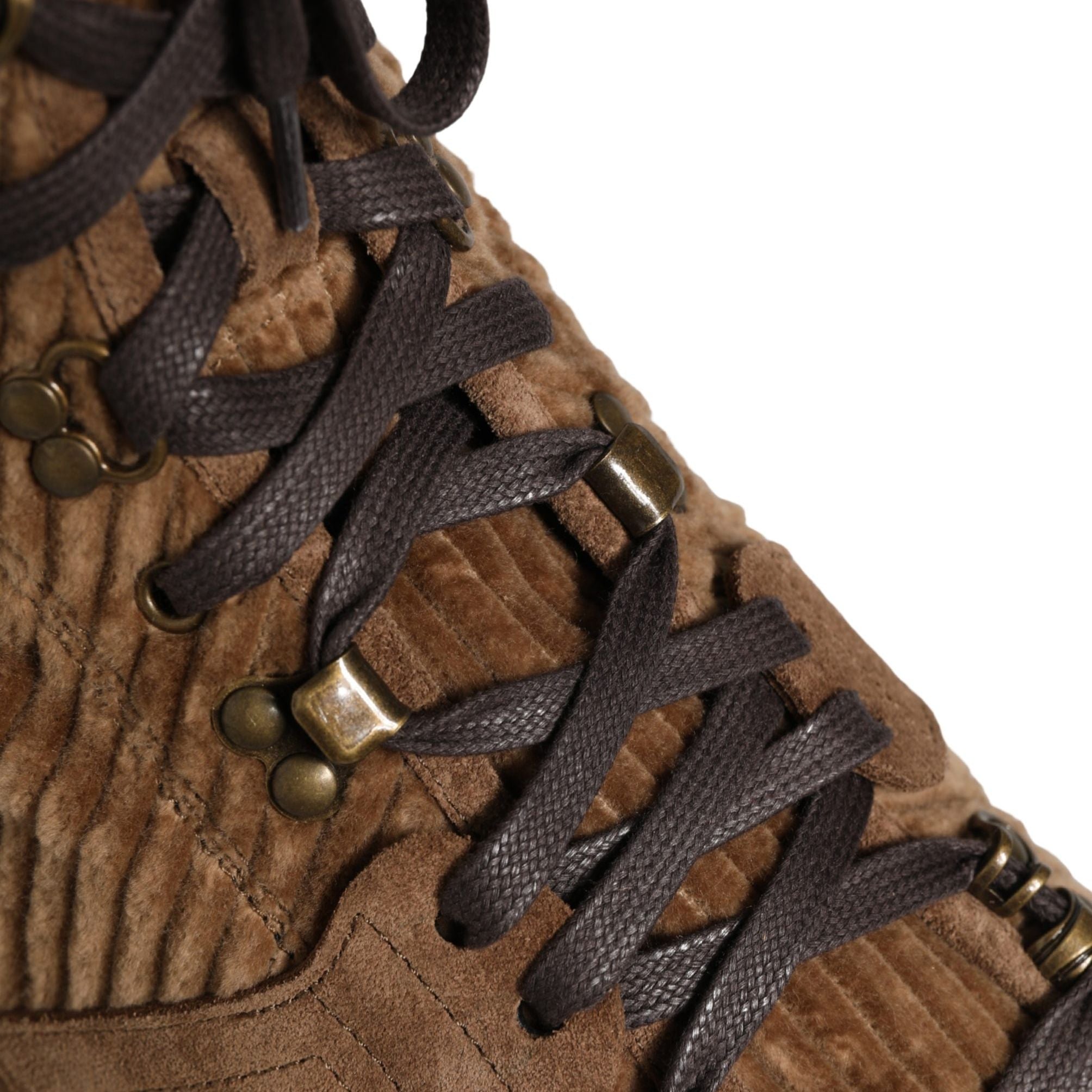 Dolce & Gabbana Brown Corduroy High Top Oxford Boots