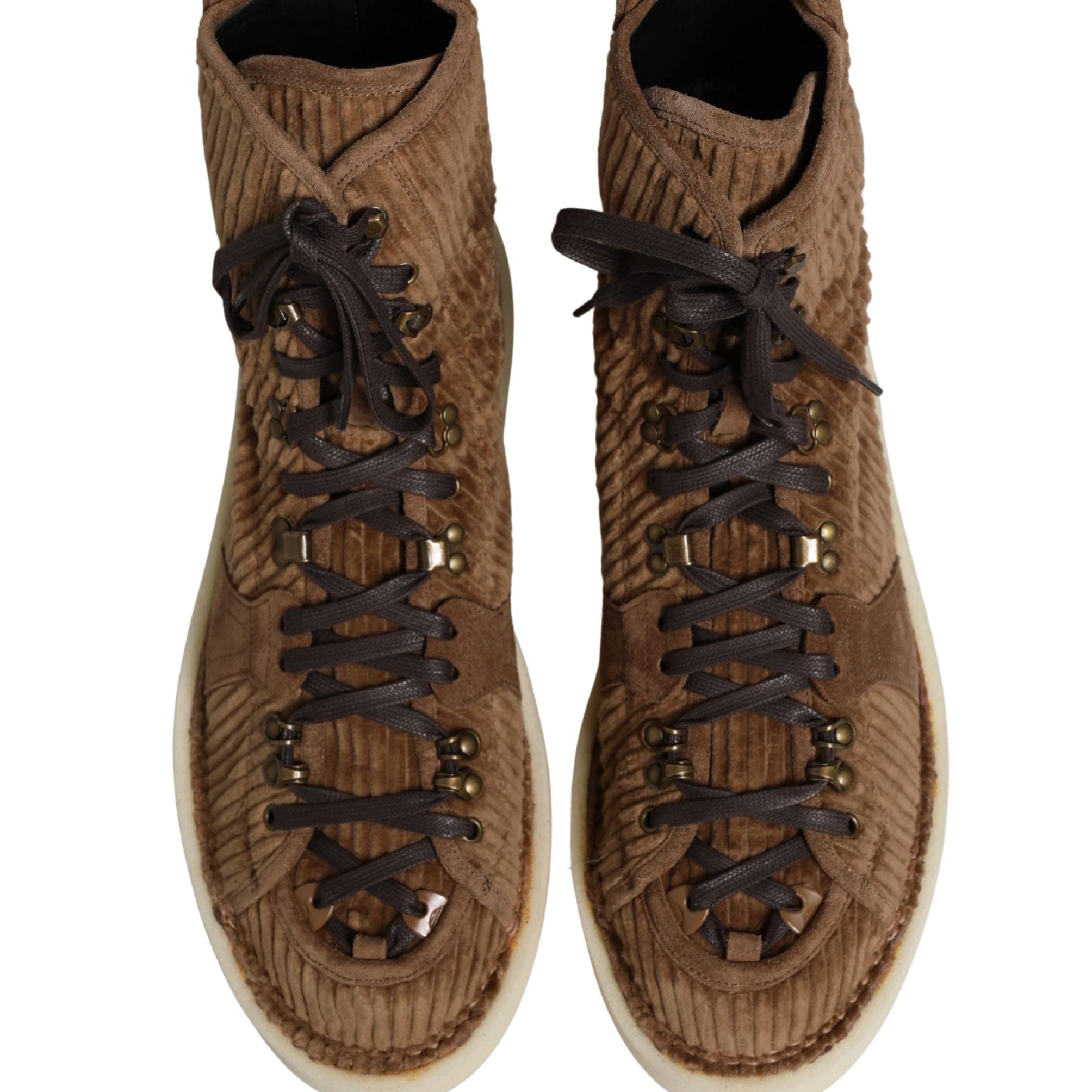 Dolce & Gabbana Brown Corduroy High Top Oxford Boots