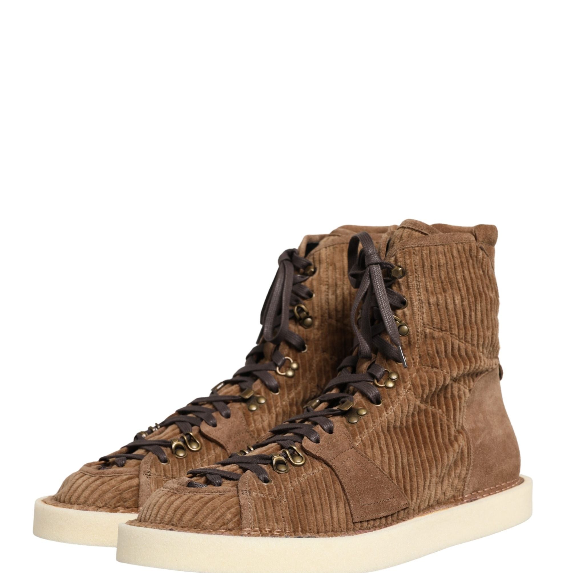 Dolce & Gabbana Brown Corduroy High Top Oxford Boots