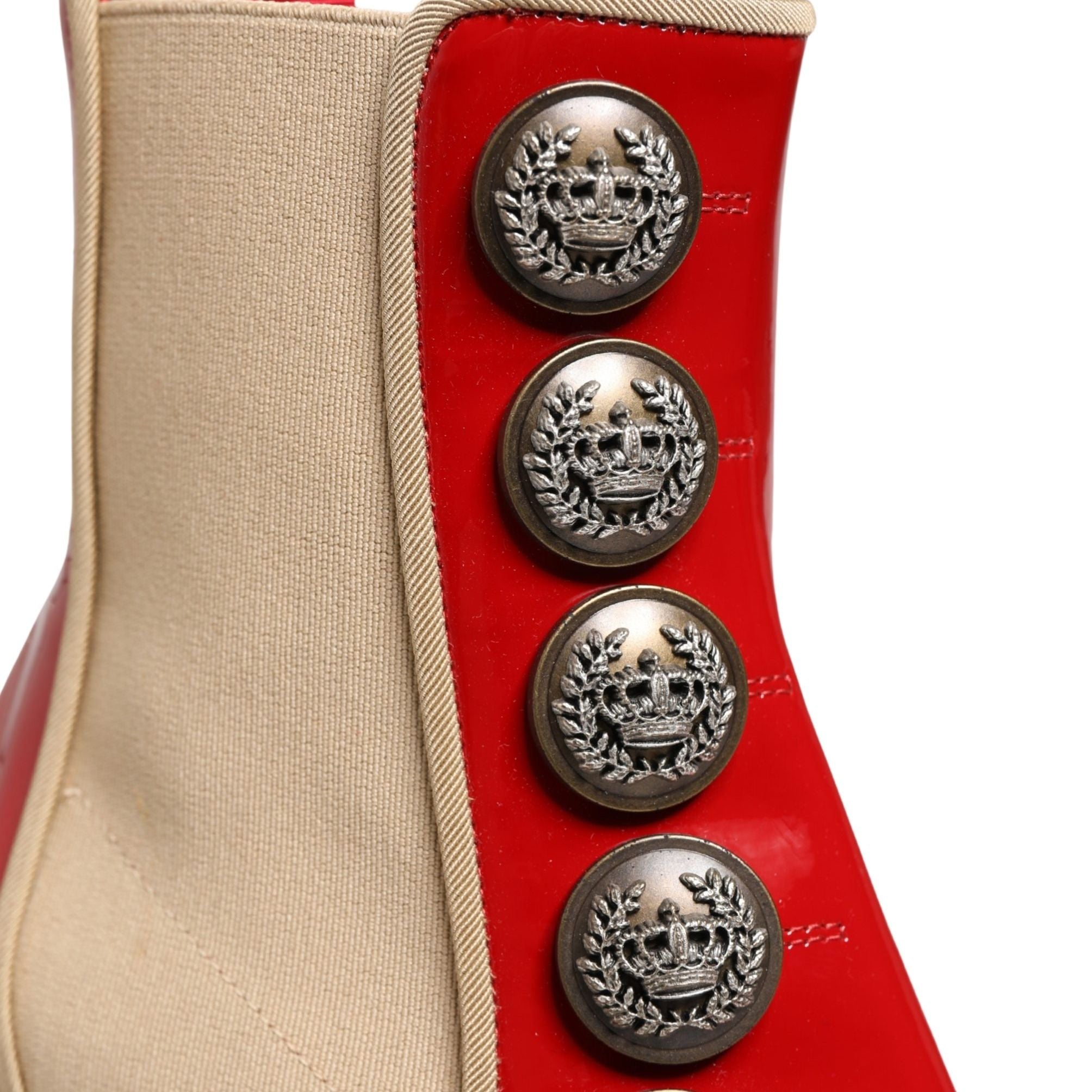 Dolce & Gabbana Red Button Embellished Ankle Boots Shoes