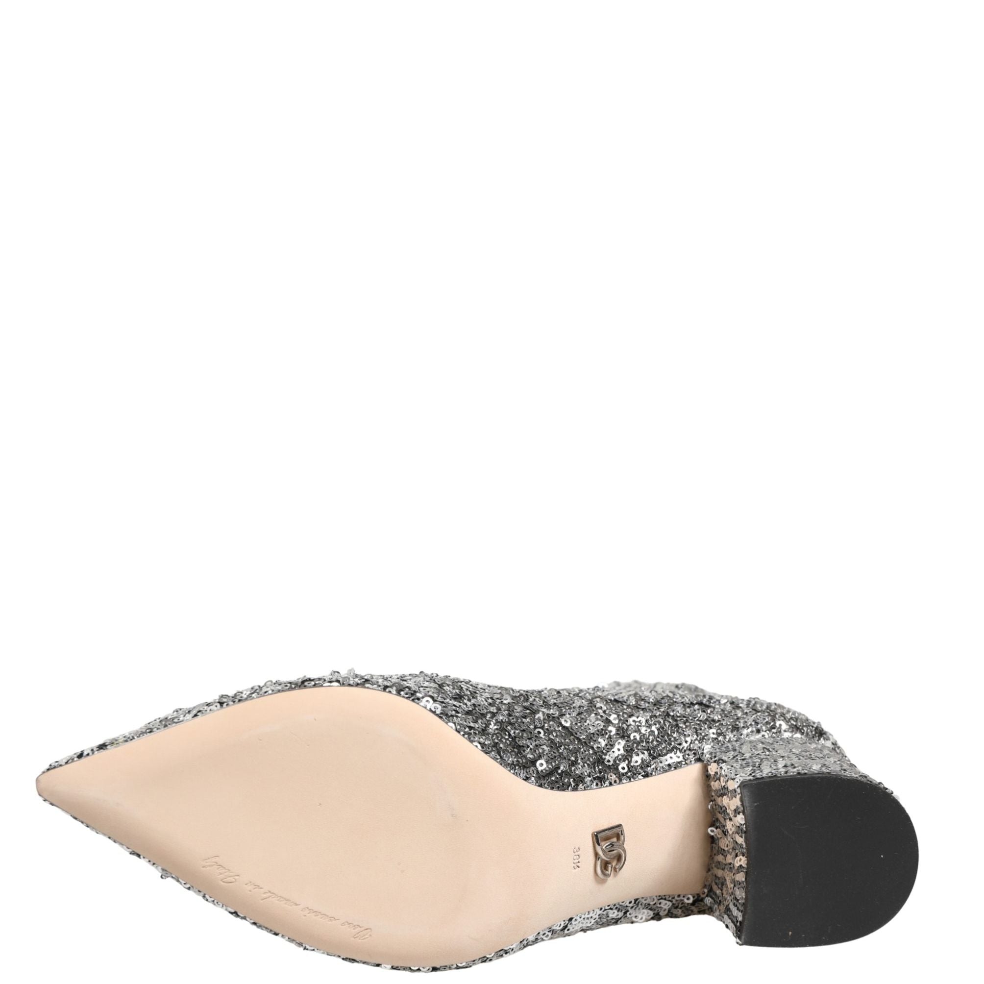 Dolce & Gabbana Silver Sequined Short Boots Stretch Shoes