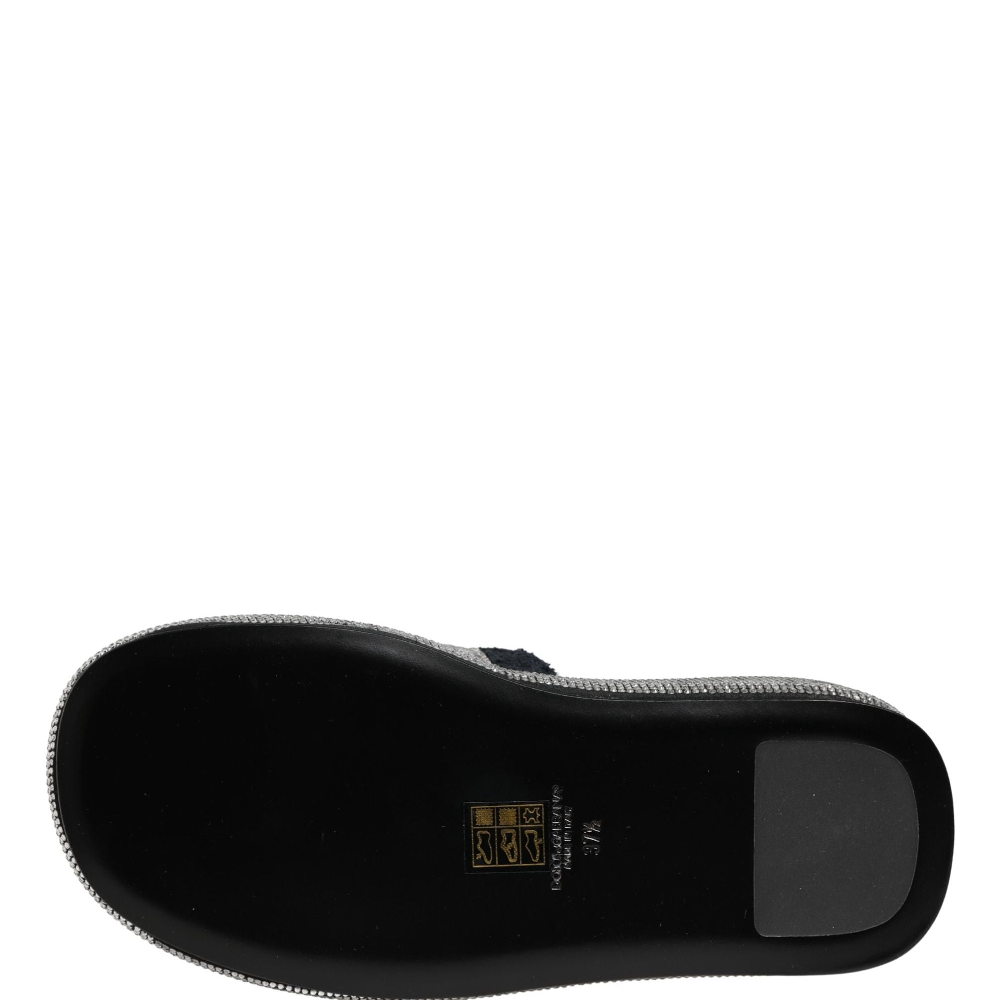 Dolce & Gabbana Black Crystal Embellished Platform Slides Shoes