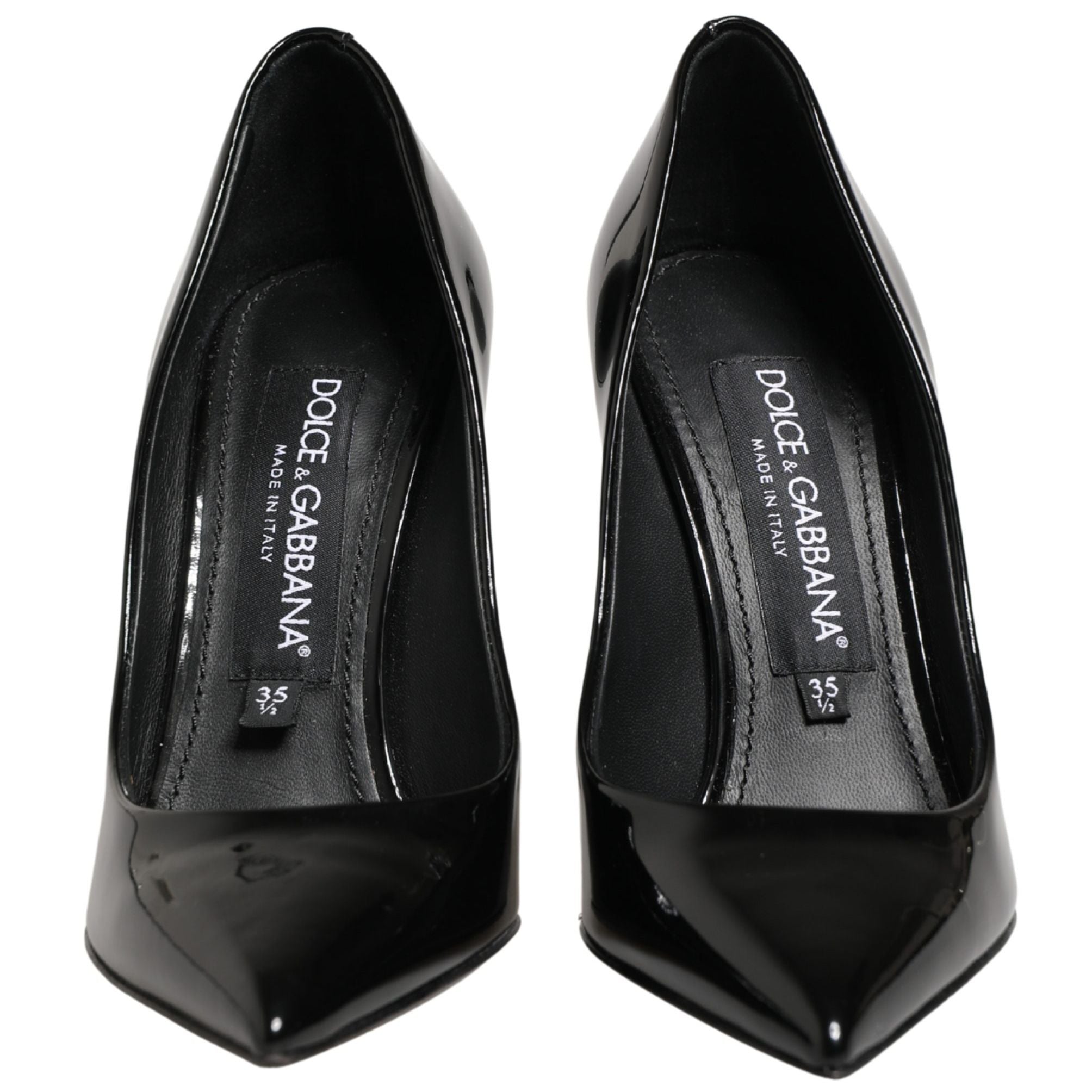 Dolce & Gabbana Black Calf Leather Stiletto Heels Pumps Shoes