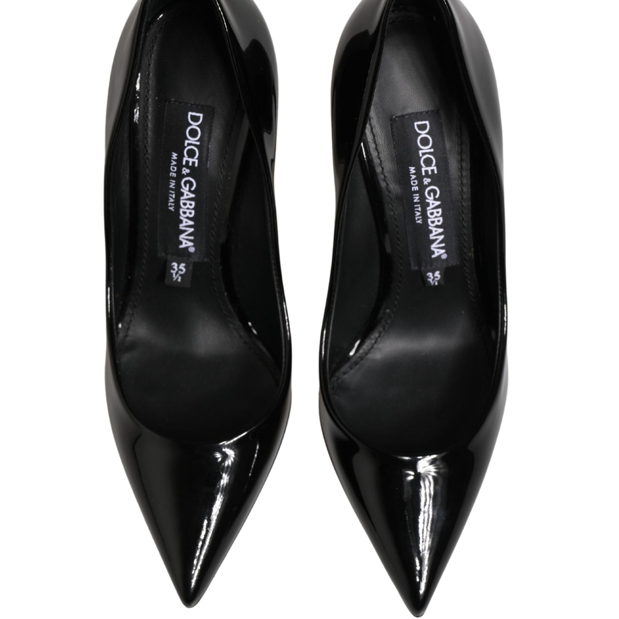 Dolce & Gabbana Black Calf Leather Stiletto Heels Pumps Shoes