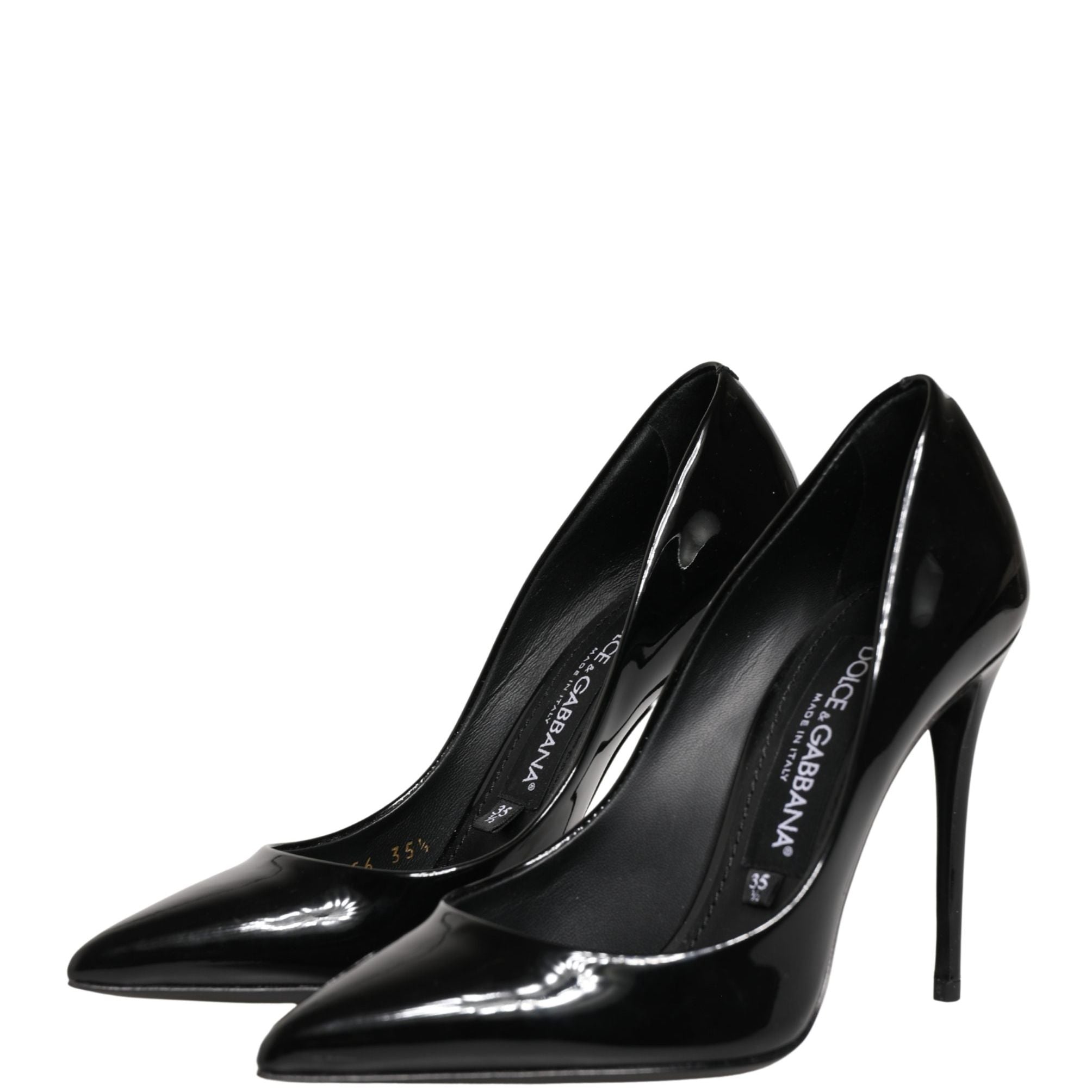 Dolce & Gabbana Black Calf Leather Stiletto Heels Pumps Shoes