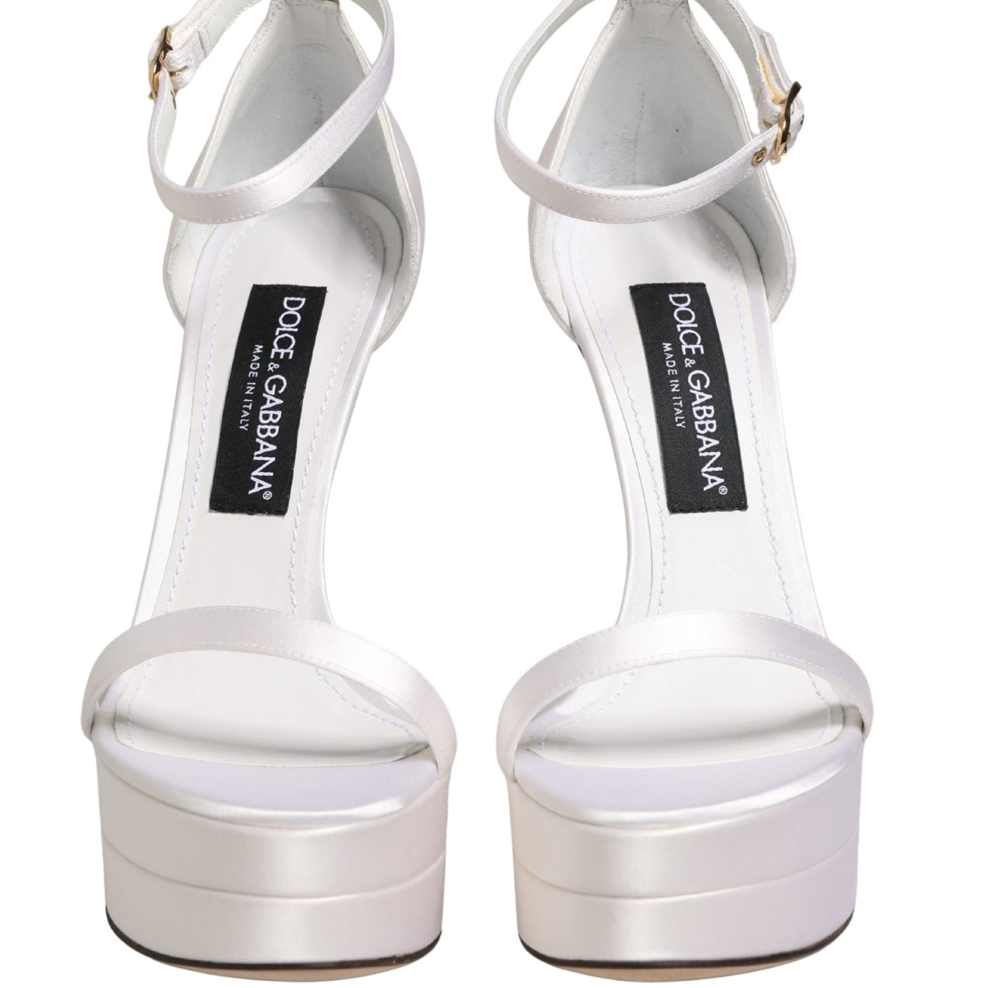 Dolce & Gabbana White Platform Ankle Strap Sandals Shoes