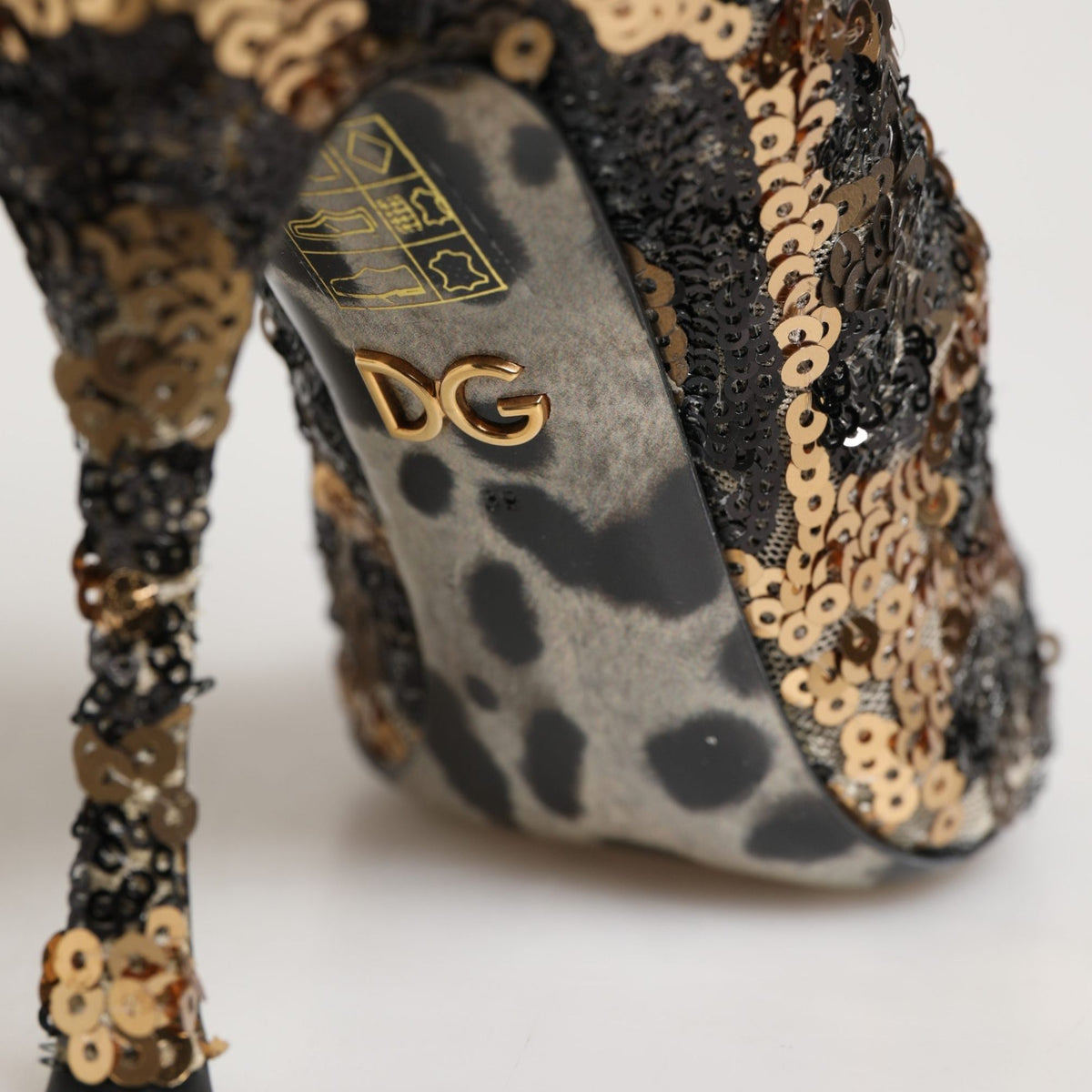 Dolce & Gabbana Gold Leopard Sequin Sock Ankle Boots Shoes