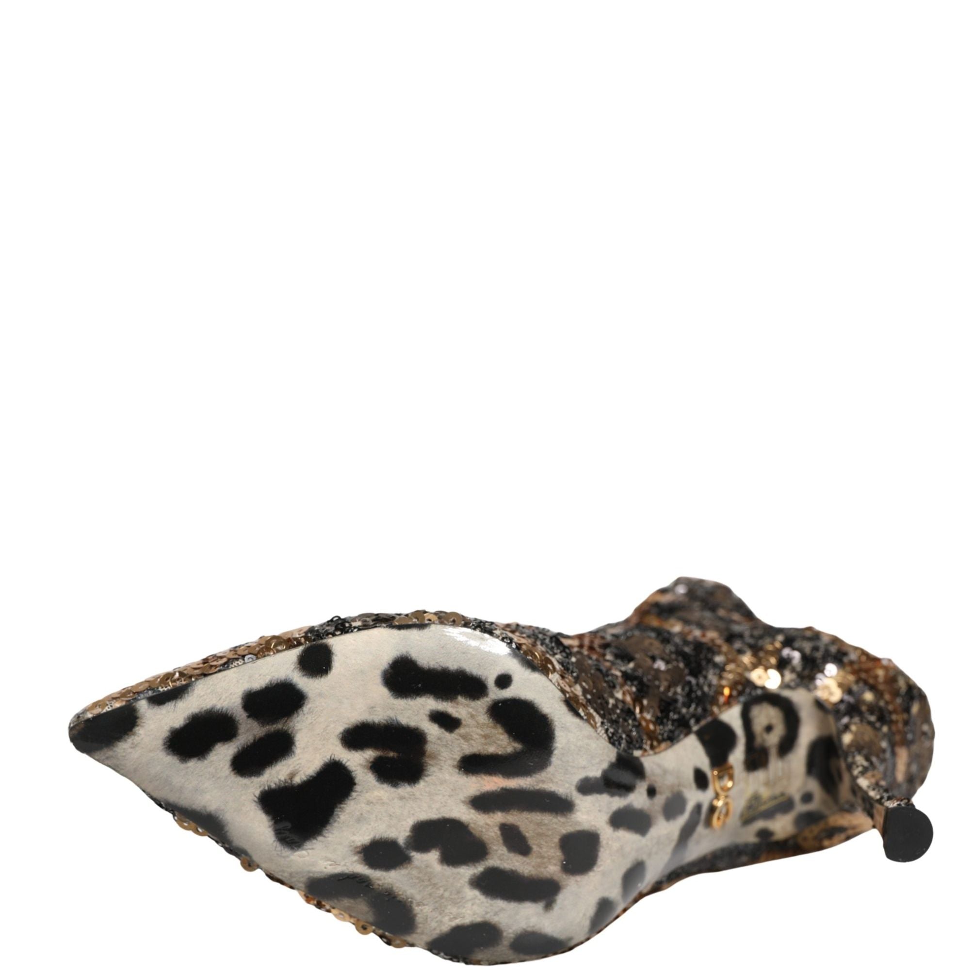 Dolce & Gabbana Gold Leopard Sequin Sock Ankle Boots Shoes