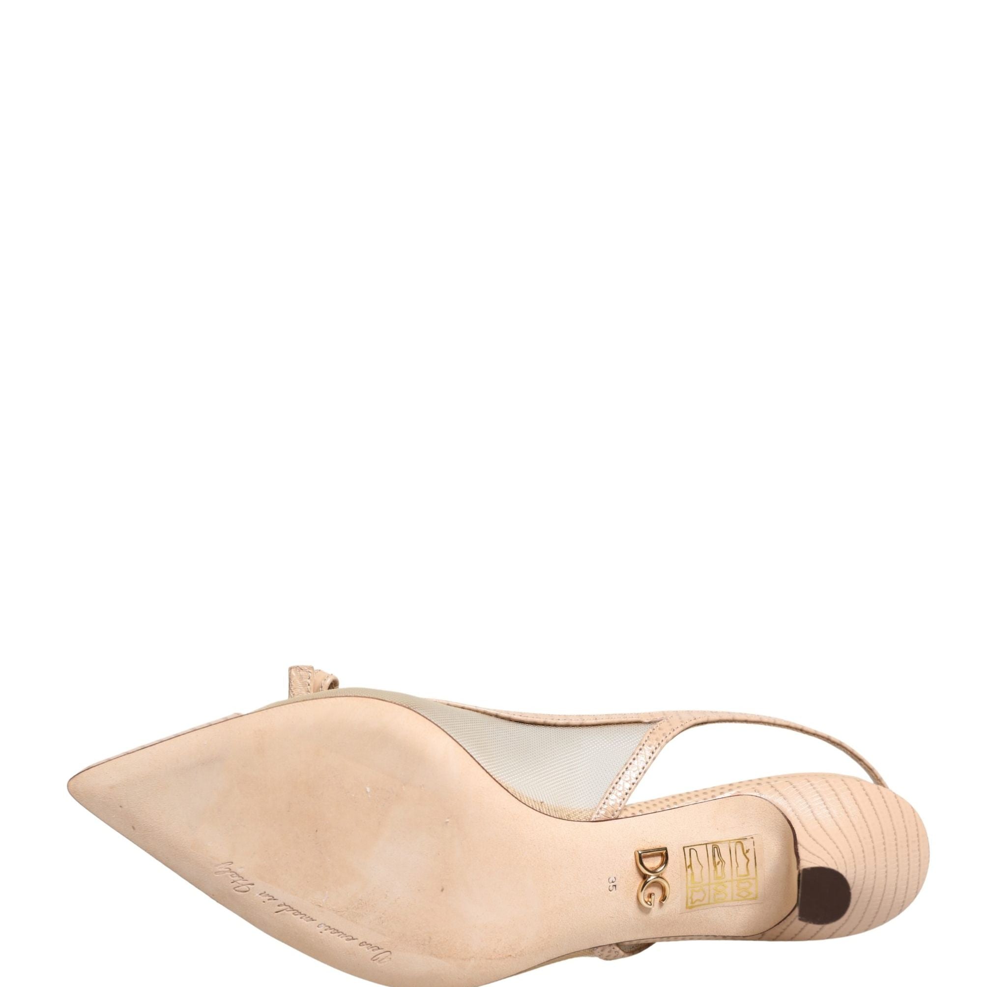 Dolce & Gabbana Beige Lori Mesh Leather Slingback Sandals Shoes