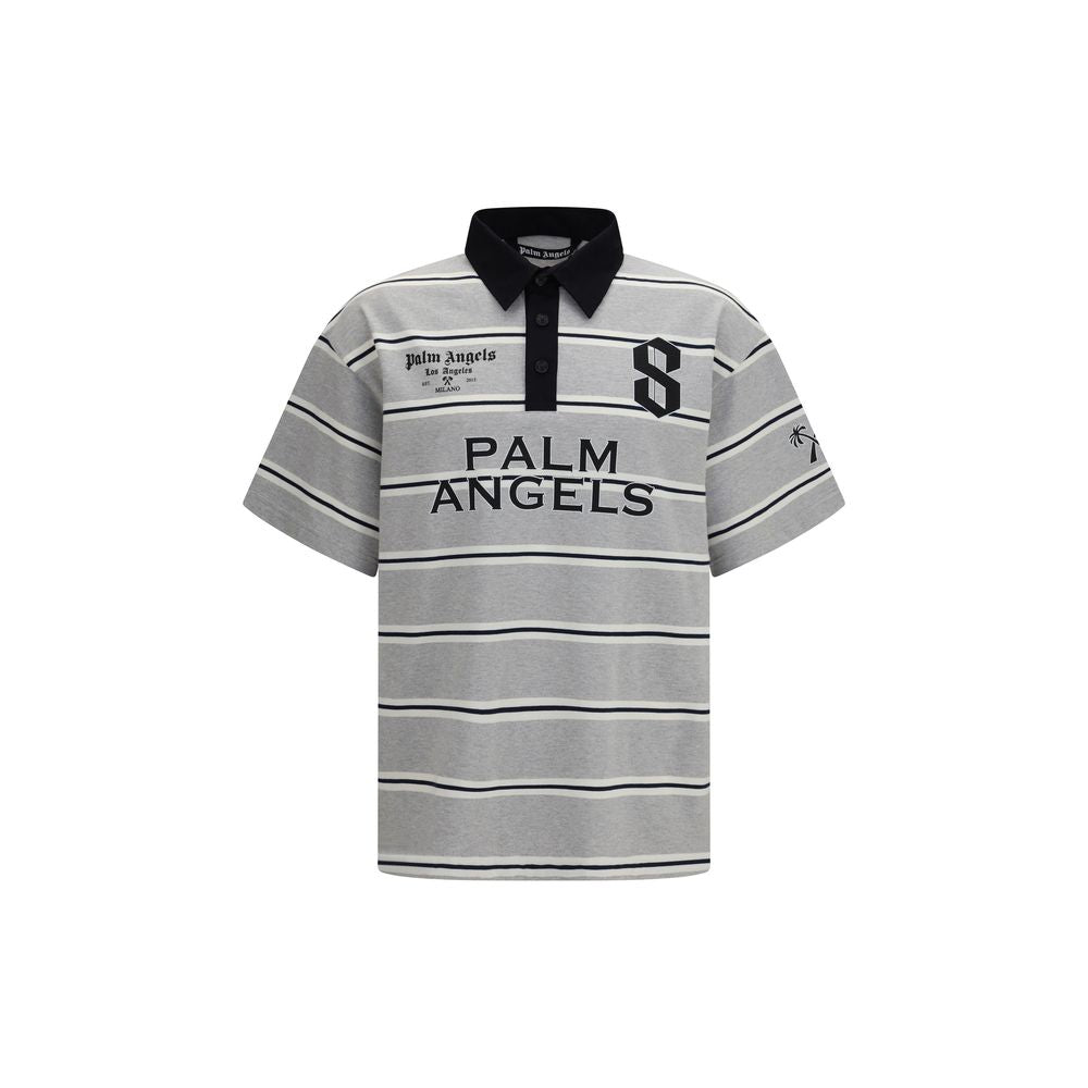 Palm Angels Gray Cotton Polo Shirt