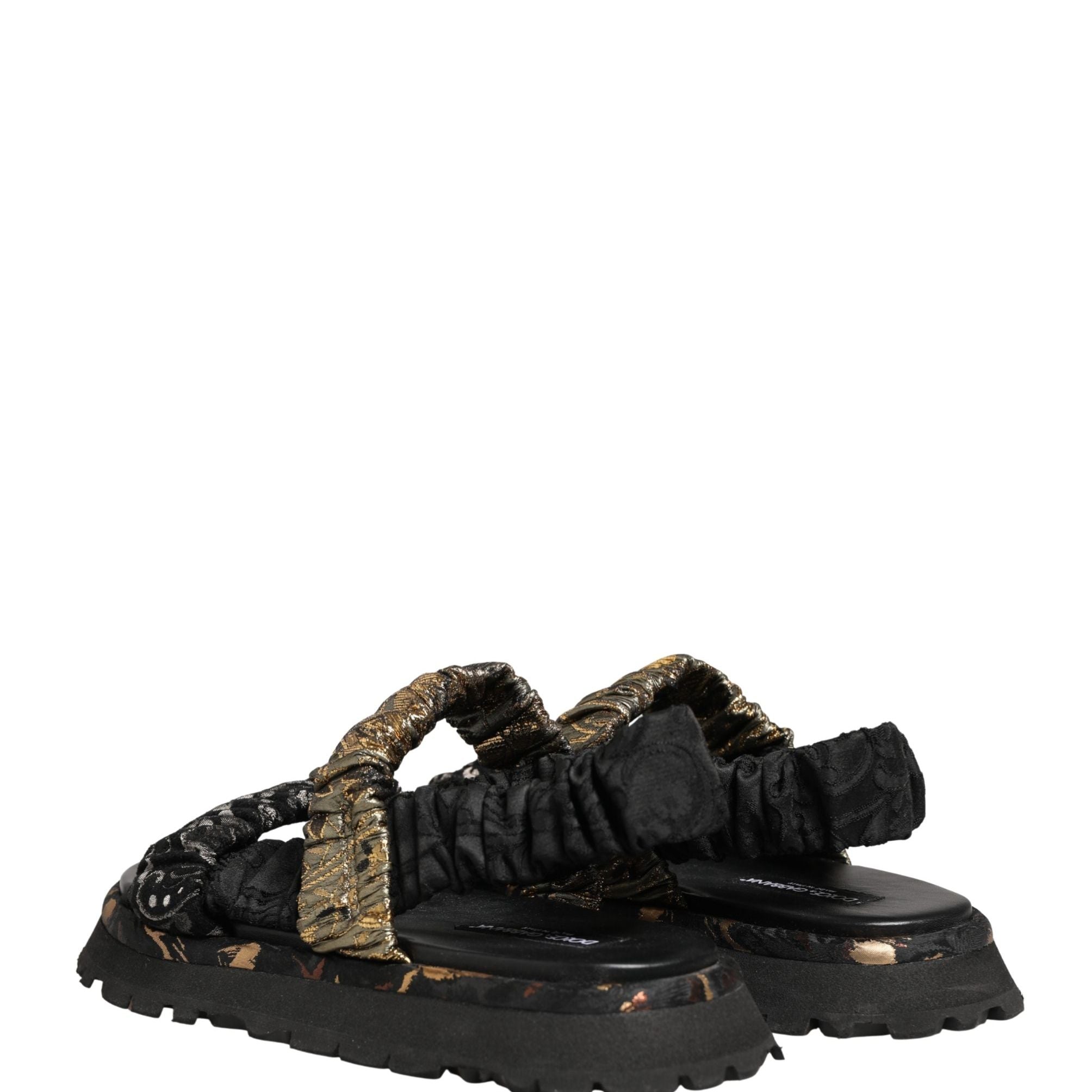 Dolce & Gabbana Black Ruching Detail Flats Men Sandals Shoes