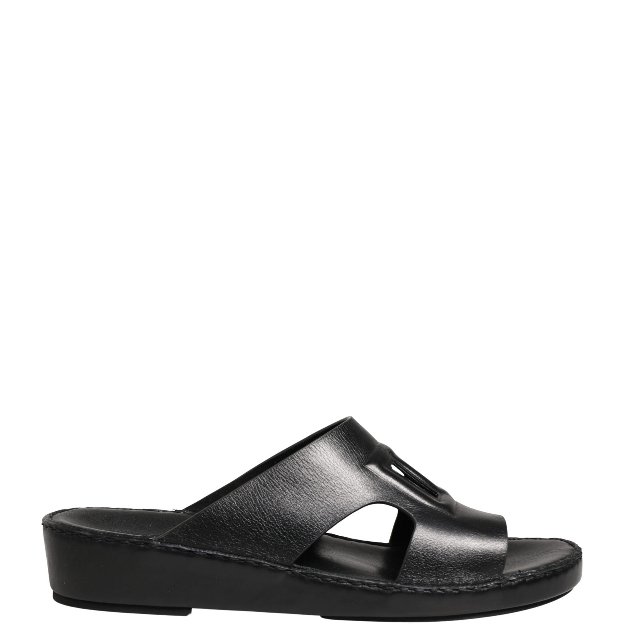 Dolce & Gabbana Black Leather Cutout DG Logo Sandals Shoes