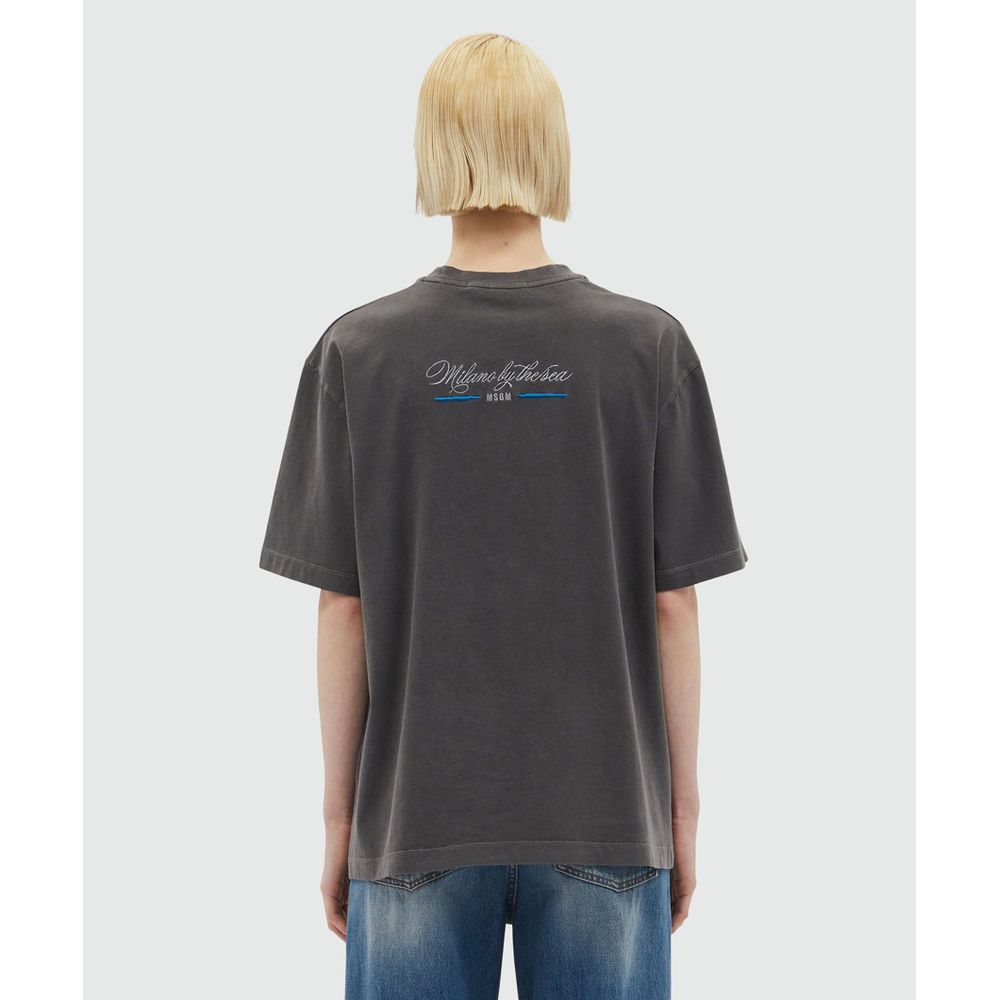 MSGM Black Cotton T-Shirt
