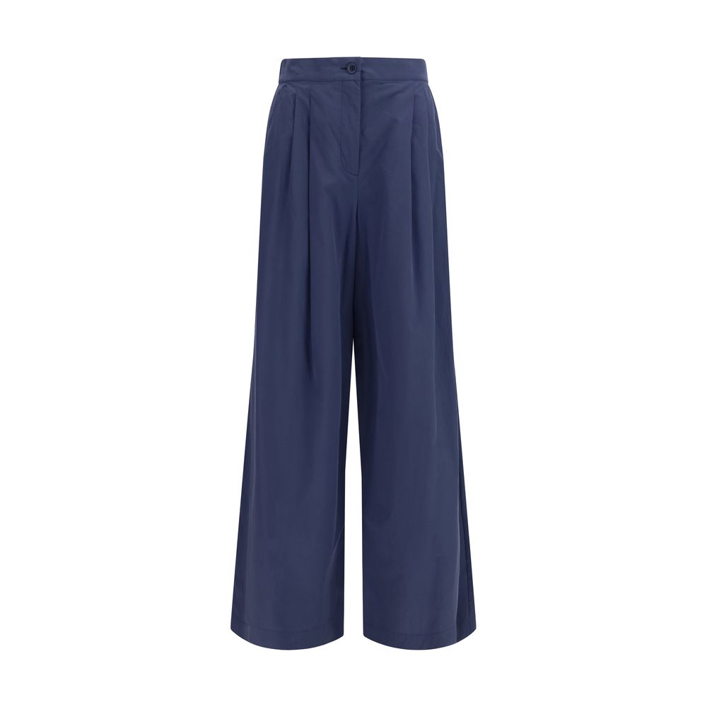 Max Mara Blue Cotton Casual Pants