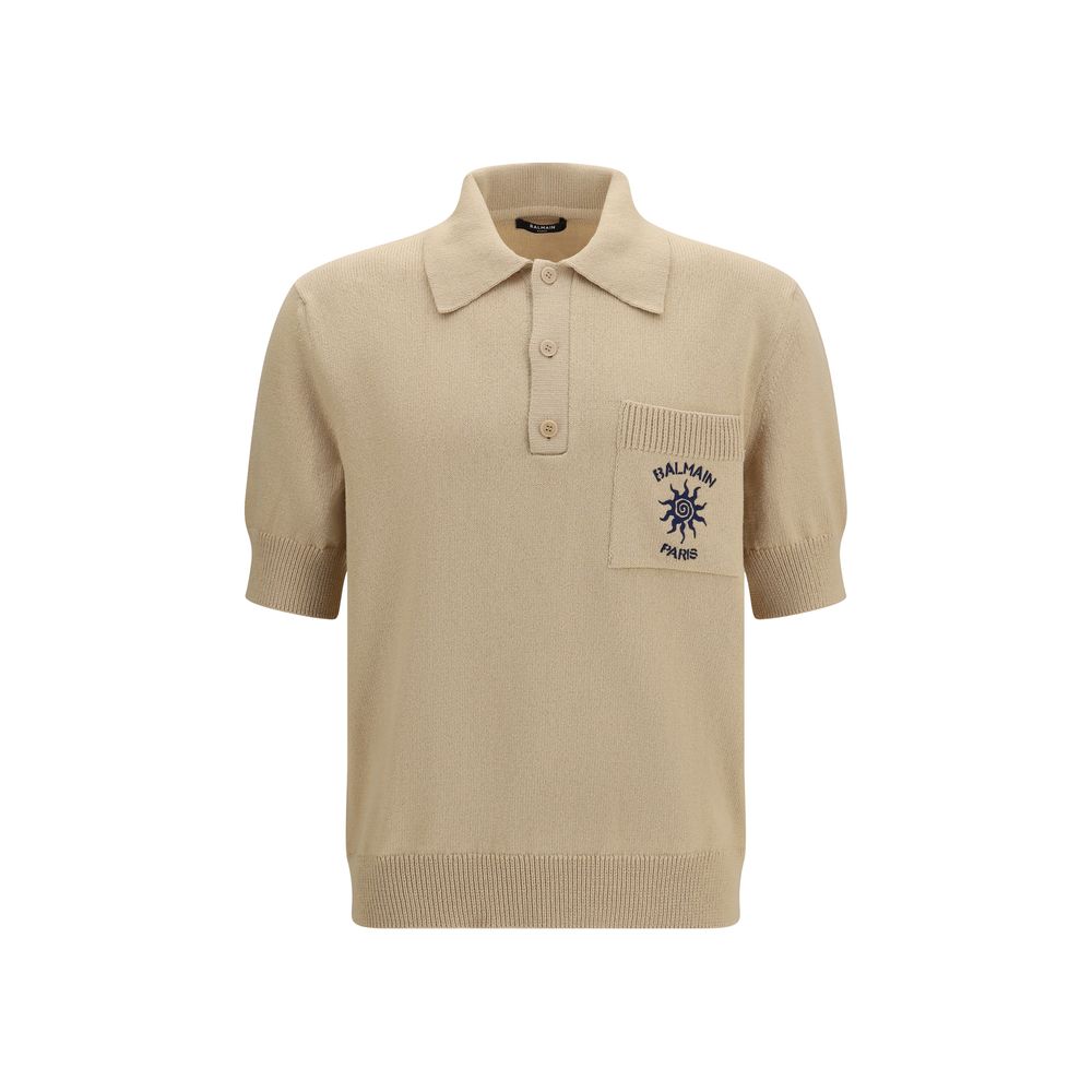 Balmain Beige Cotton Polo Shirt