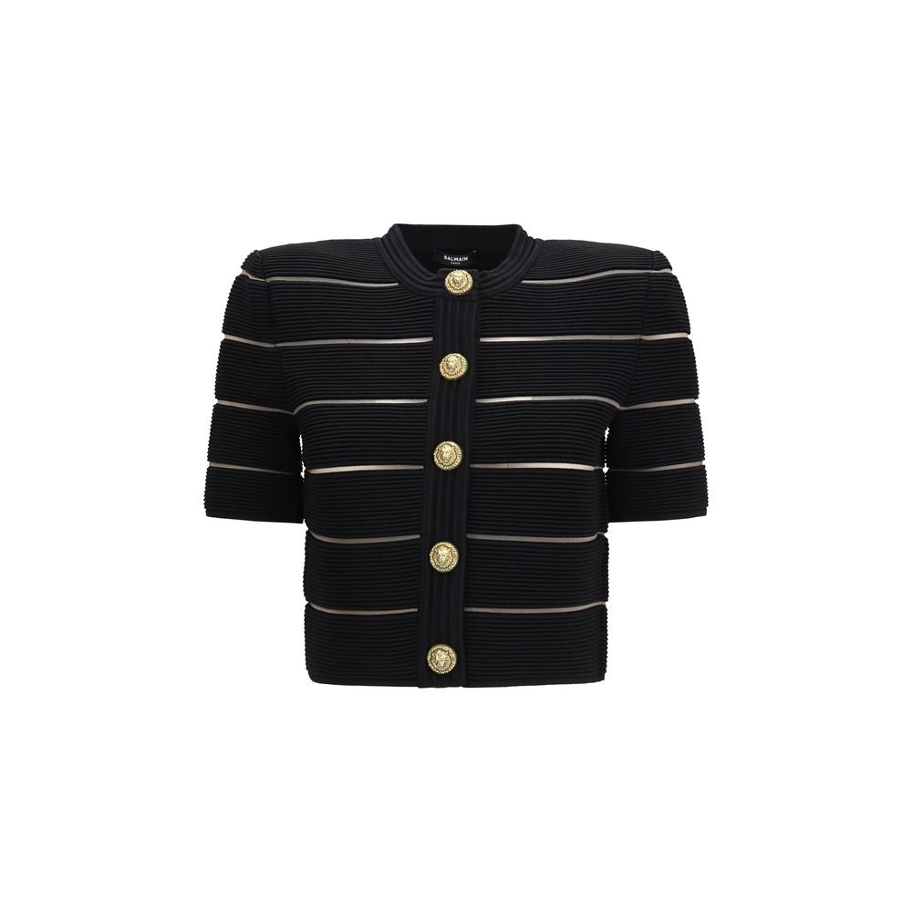 Balmain Black Viscose Cardigan