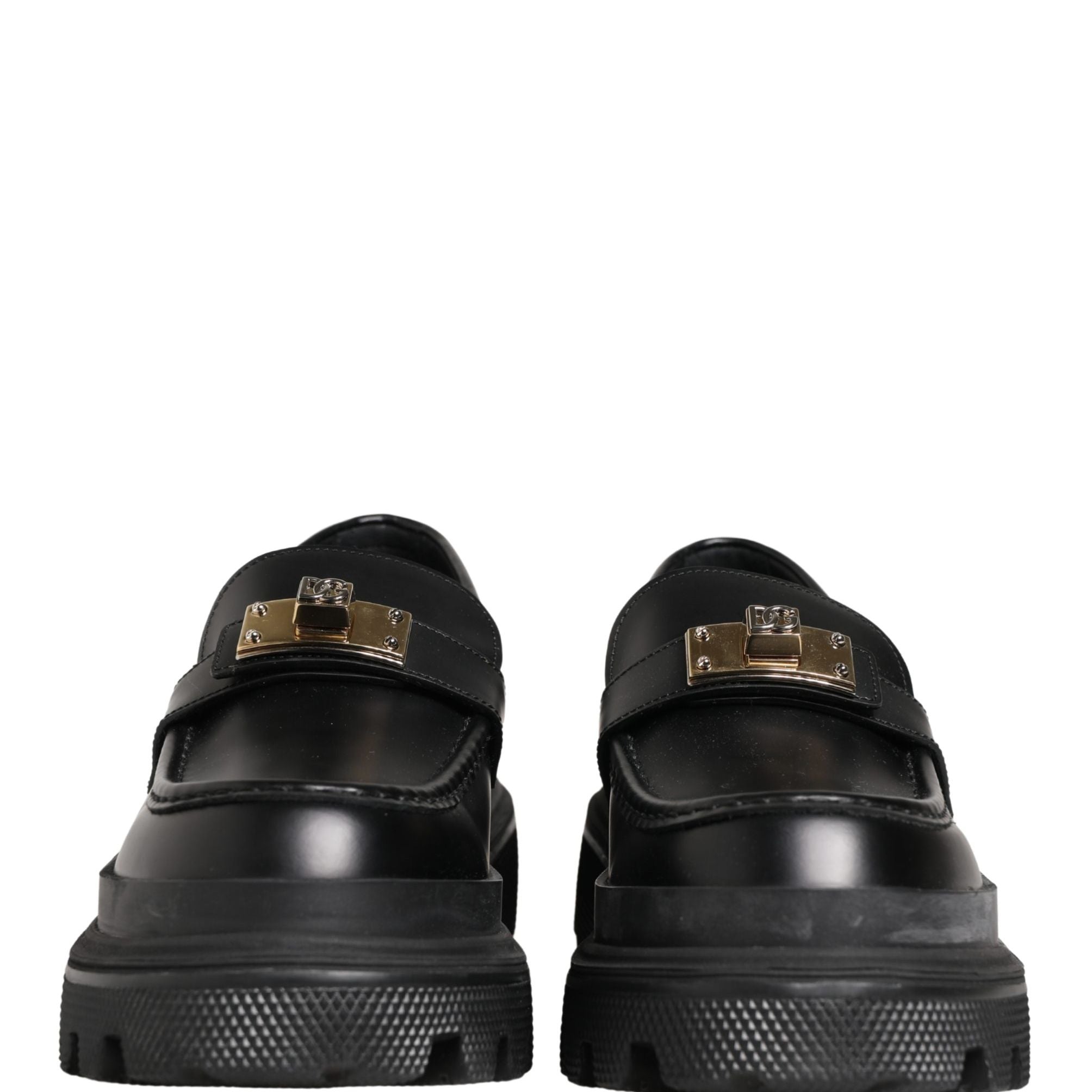 Dolce & Gabbana Black Chunky Sole Leather Men Loafers Shoes