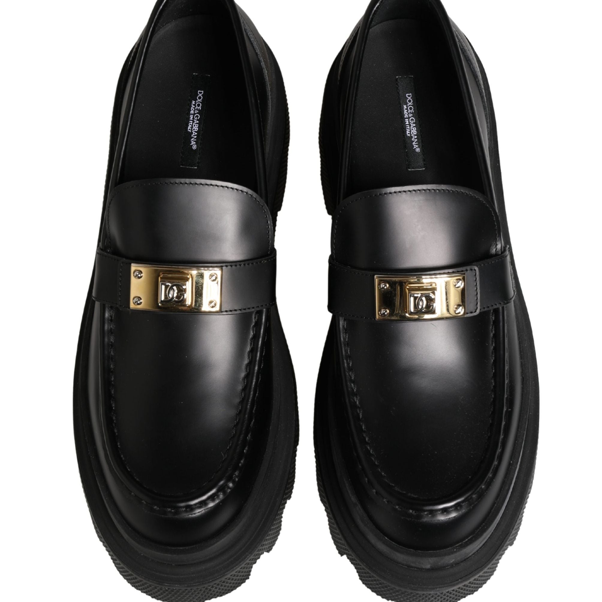 Dolce & Gabbana Black Chunky Sole Leather Men Loafers Shoes