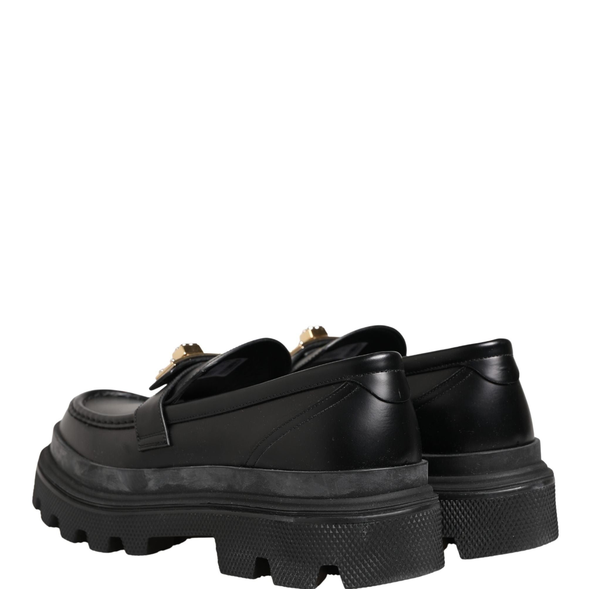 Dolce & Gabbana Black Chunky Sole Leather Men Loafers Shoes
