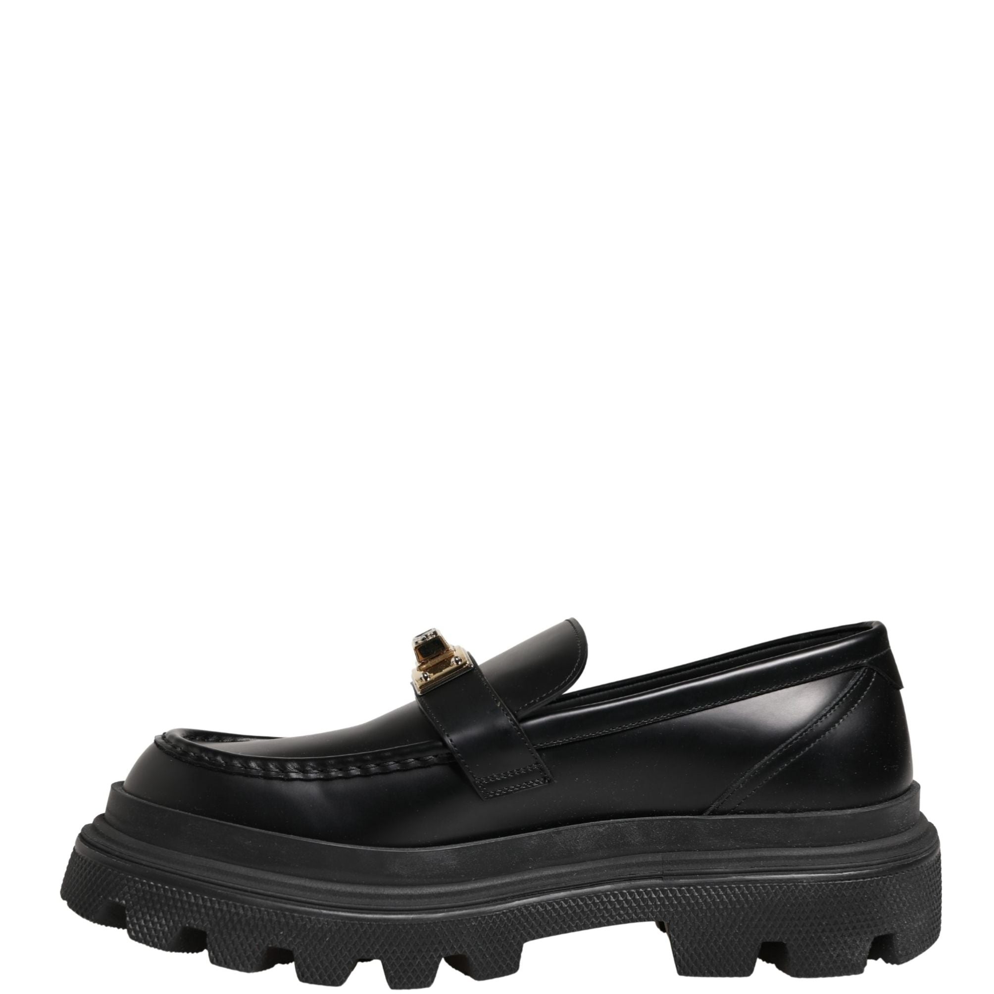 Dolce & Gabbana Black Chunky Sole Leather Men Loafers Shoes