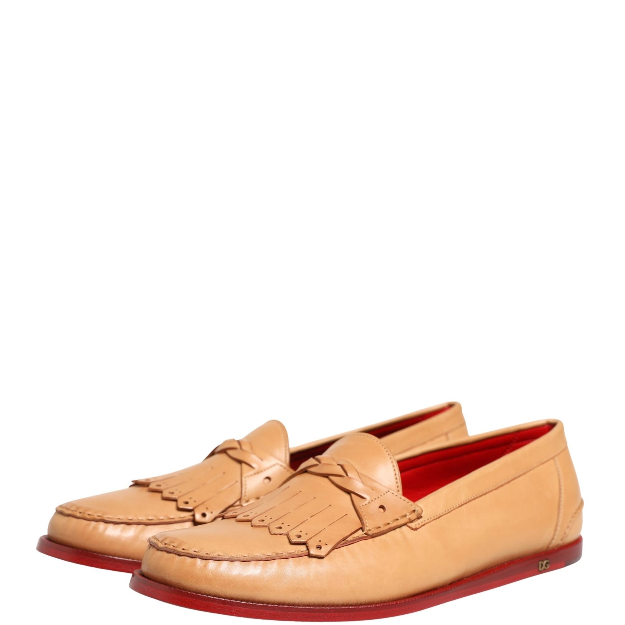 Dolce & Gabbana Beige Tassel Leather Men Slip On Loafers Shoes