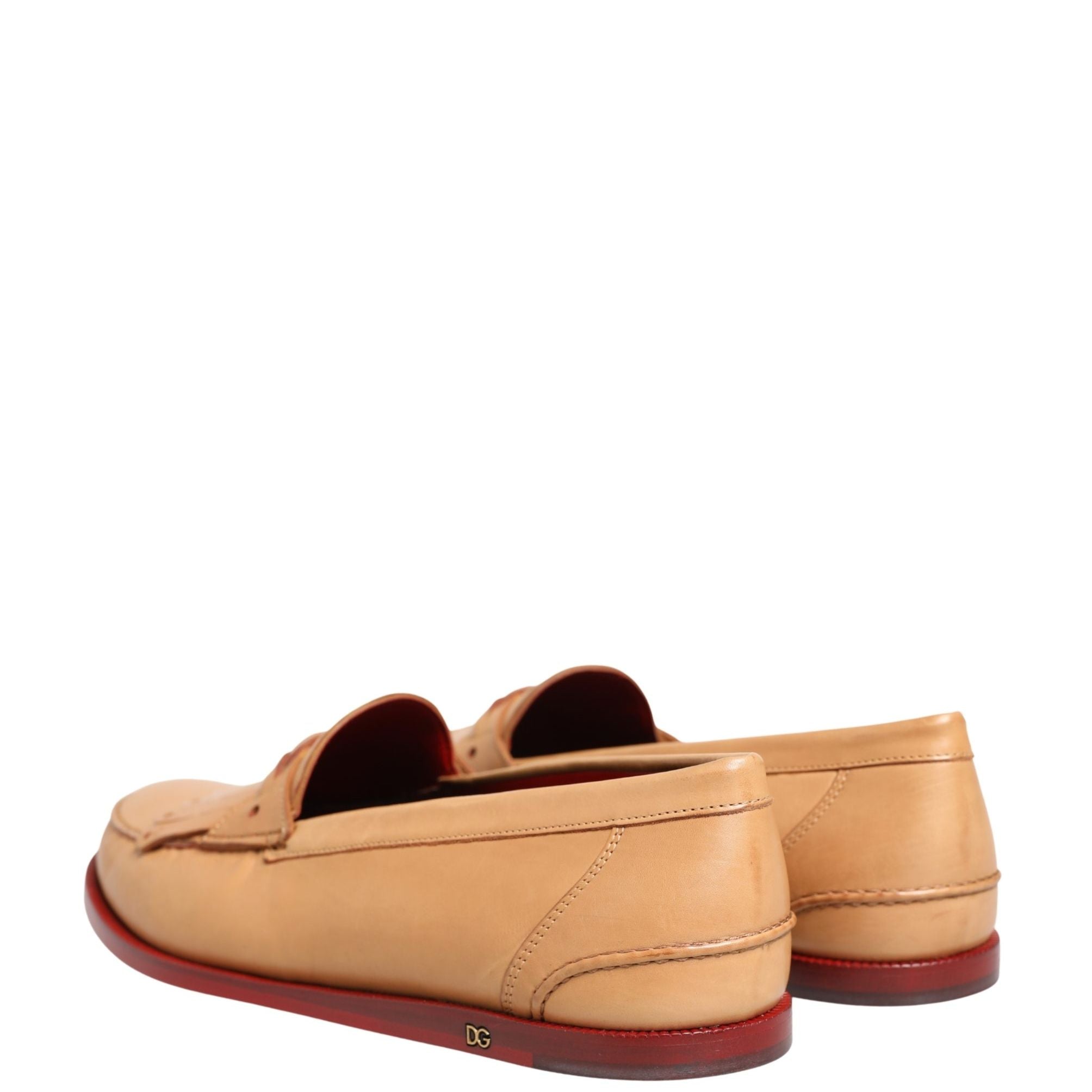Dolce & Gabbana Beige Tassel Leather Men Slip On Loafers Shoes