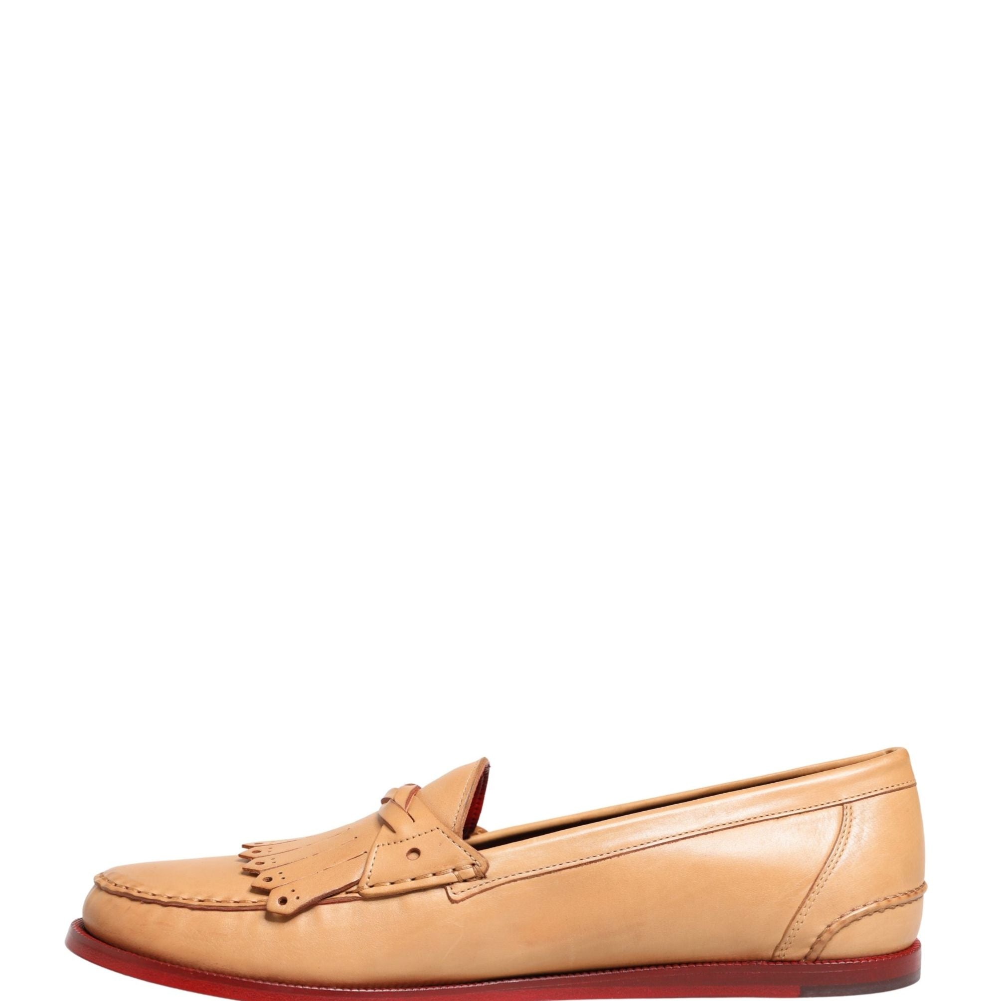 Dolce & Gabbana Beige Tassel Leather Men Slip On Loafers Shoes