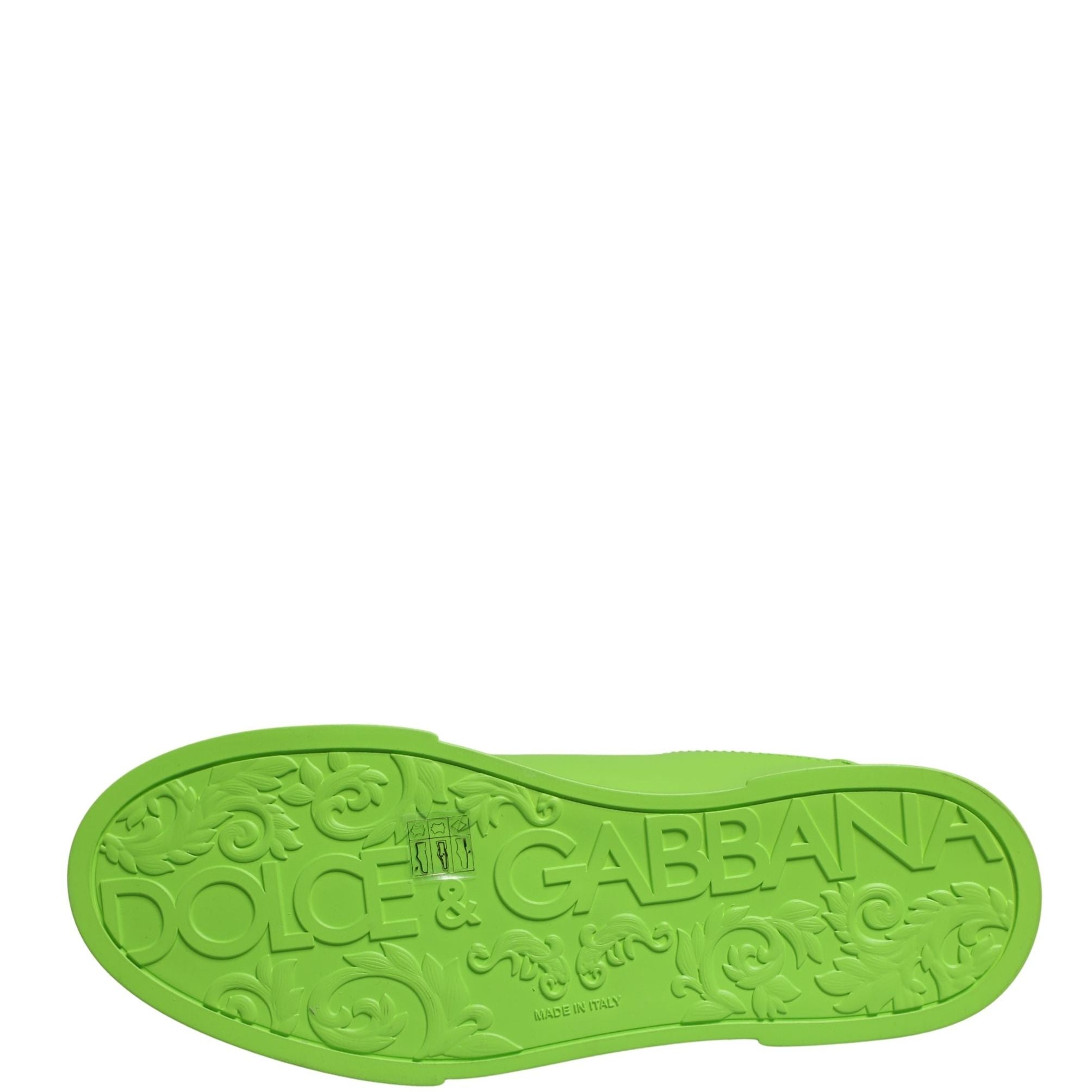 Dolce & Gabbana Green Leather Portofino Low Top Sneakers Shoes