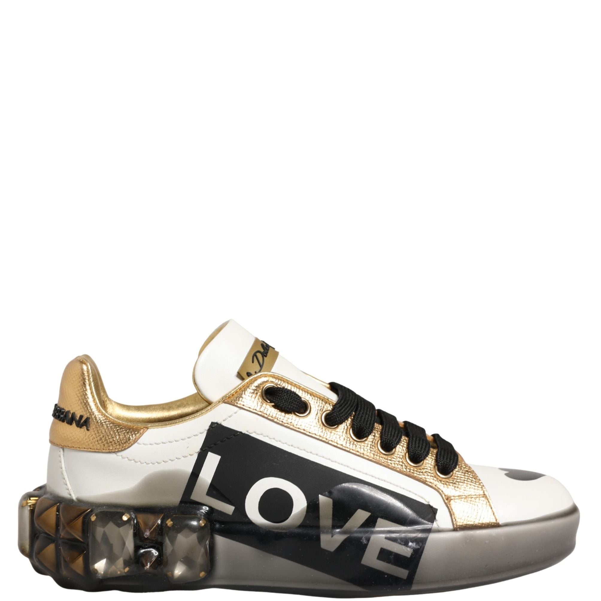 Dolce & Gabbana Multicolor Crystal StuddedLOVE Sneakers Shoes