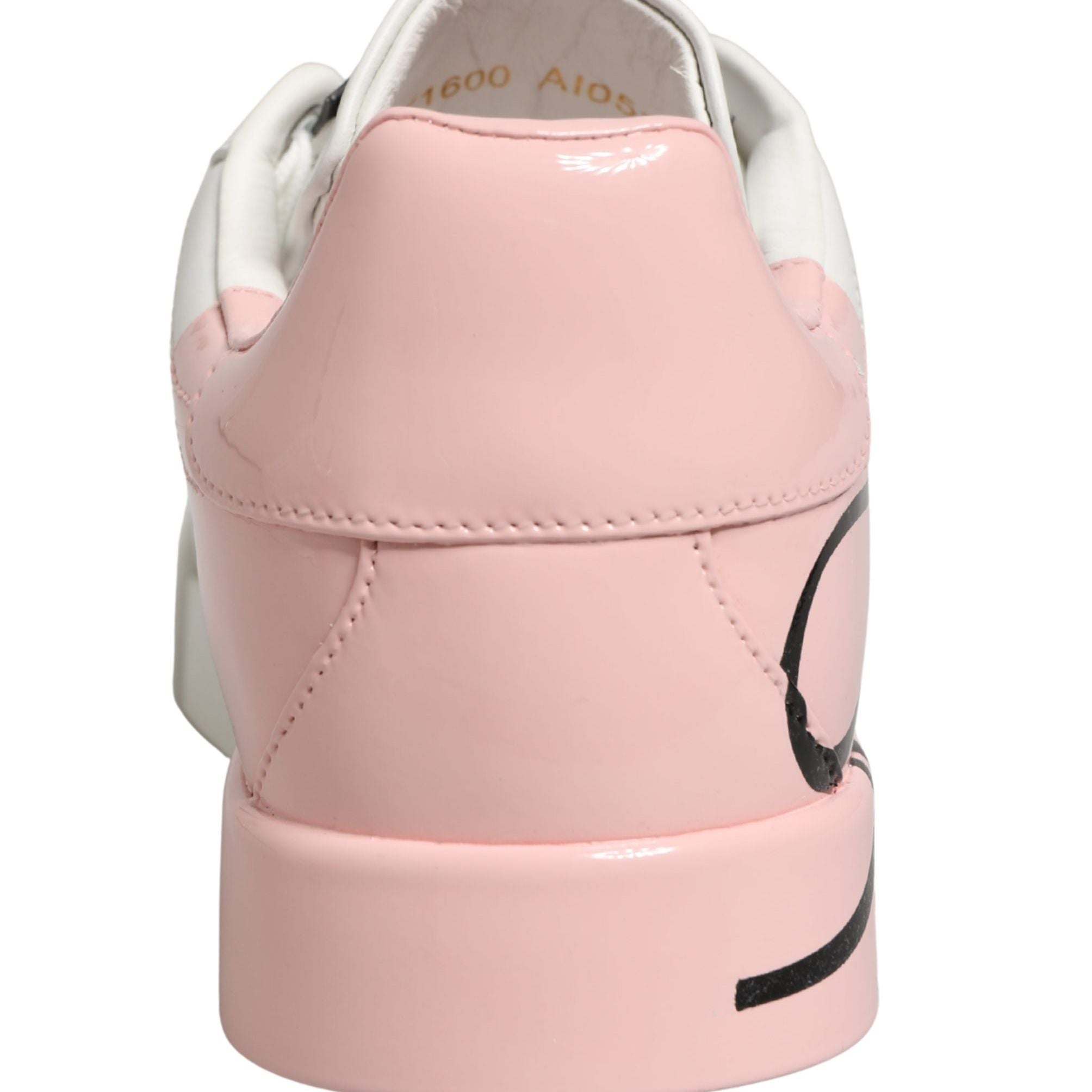 Dolce & Gabbana White Pink Lace Up Low Top Sneakers Shoes
