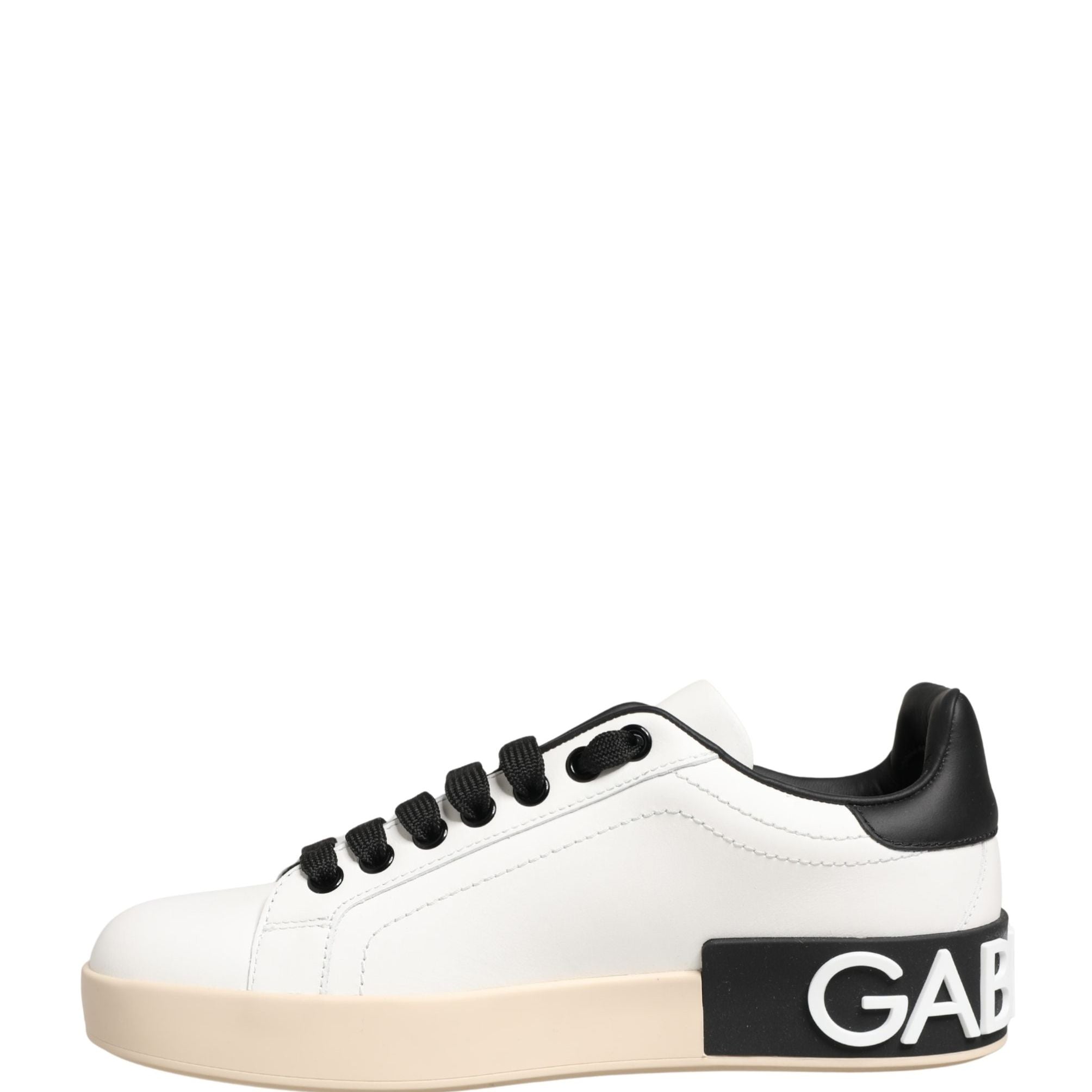 Dolce & Gabbana White Low Top Portofino Leather Sneakers Shoes