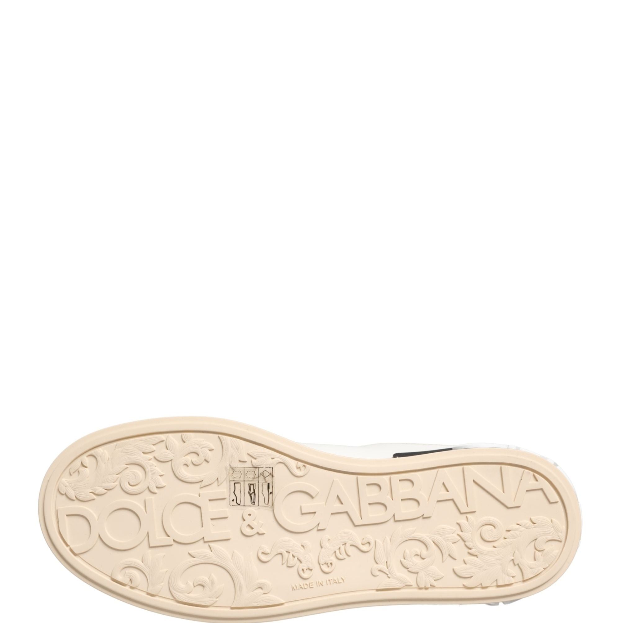 Dolce & Gabbana White Low Top Portofino Leather Sneakers Shoes