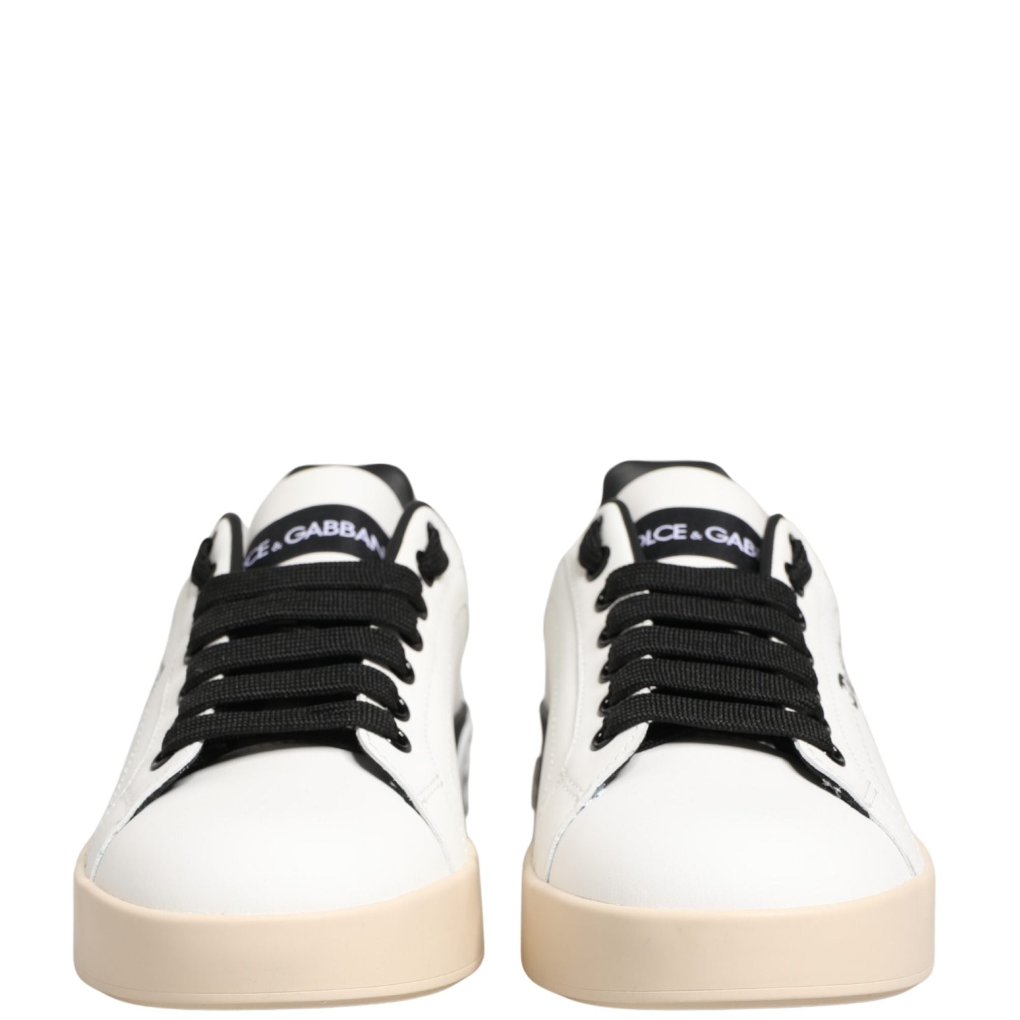 Dolce & Gabbana White Low Top Portofino Leather Sneakers Shoes