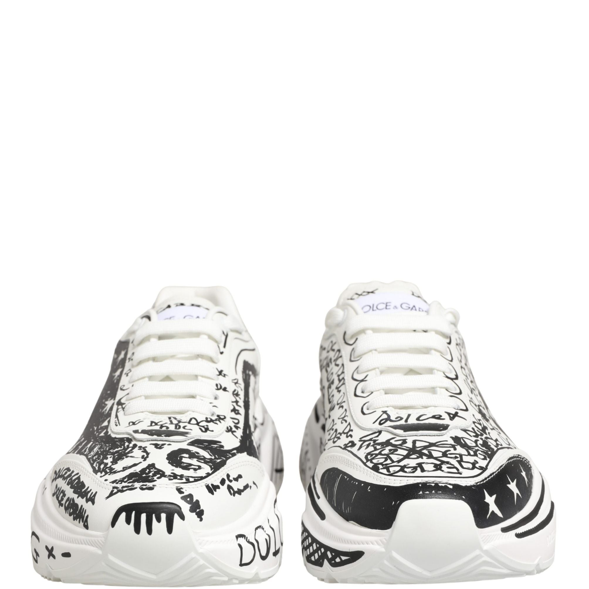 Dolce & Gabbana White Daymaster Graffiti Low Top Sneakers Shoes