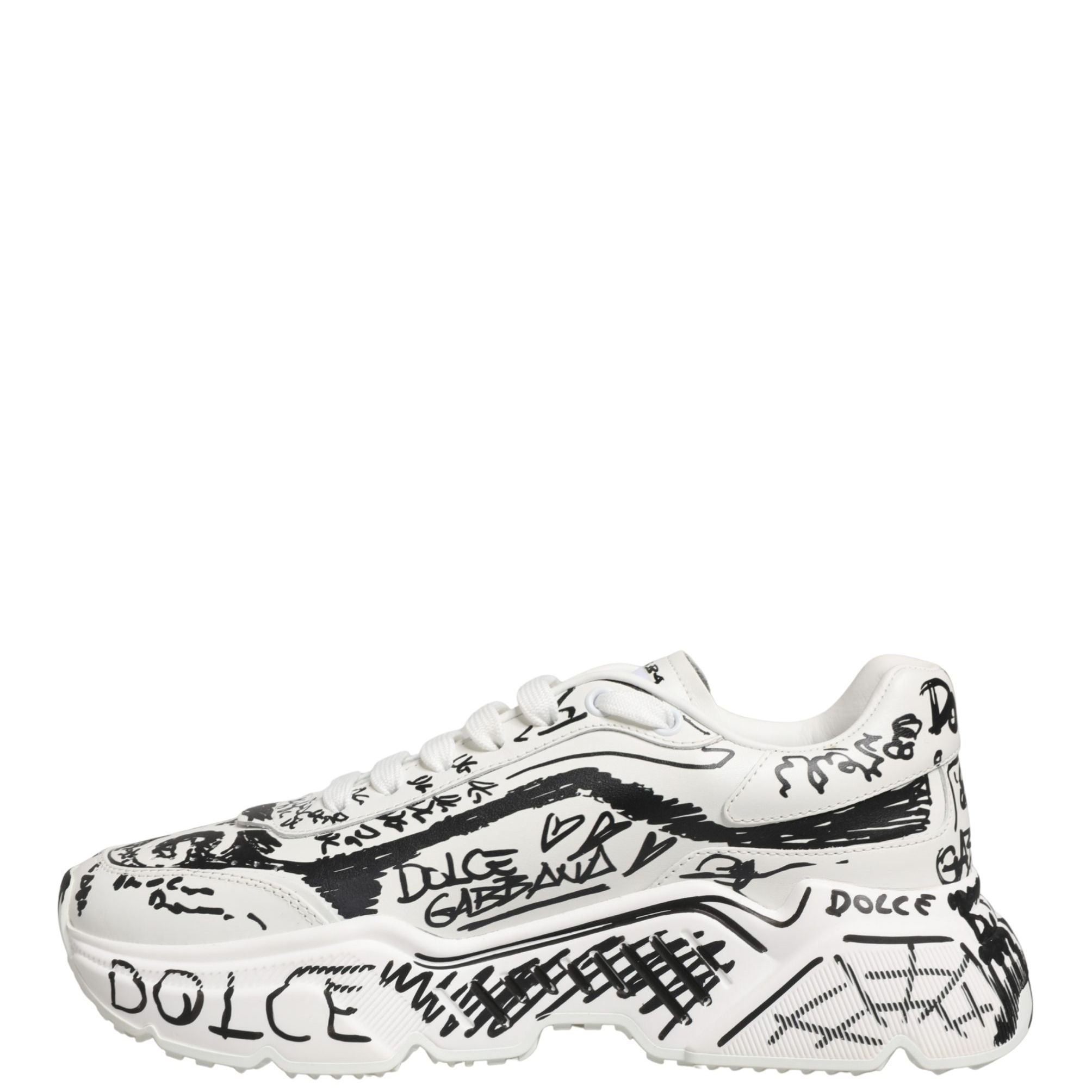 Dolce & Gabbana White Daymaster Graffiti Low Top Sneakers Shoes