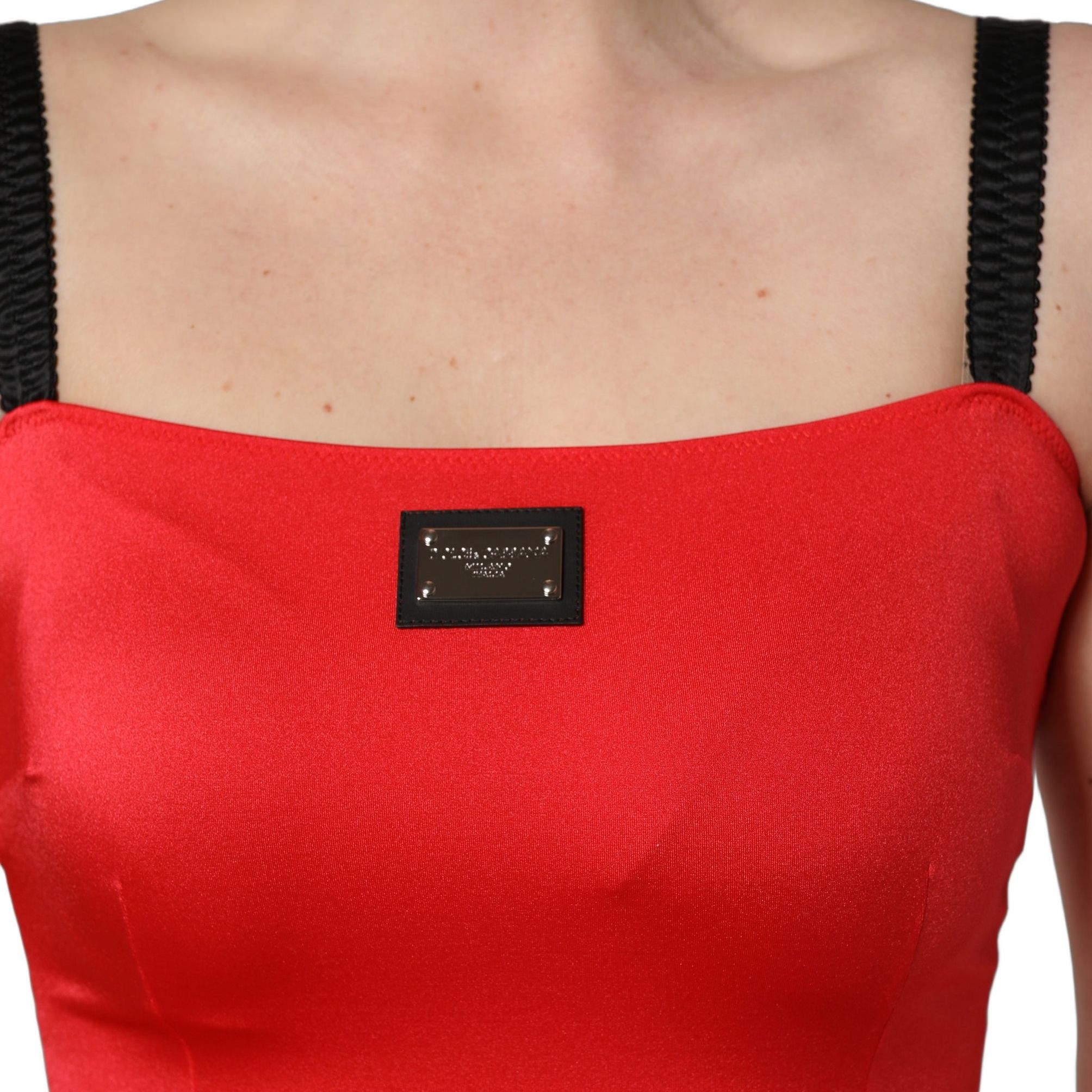 Dolce & Gabbana Red Nylon Blend Cady Sleeveless Mini Dress