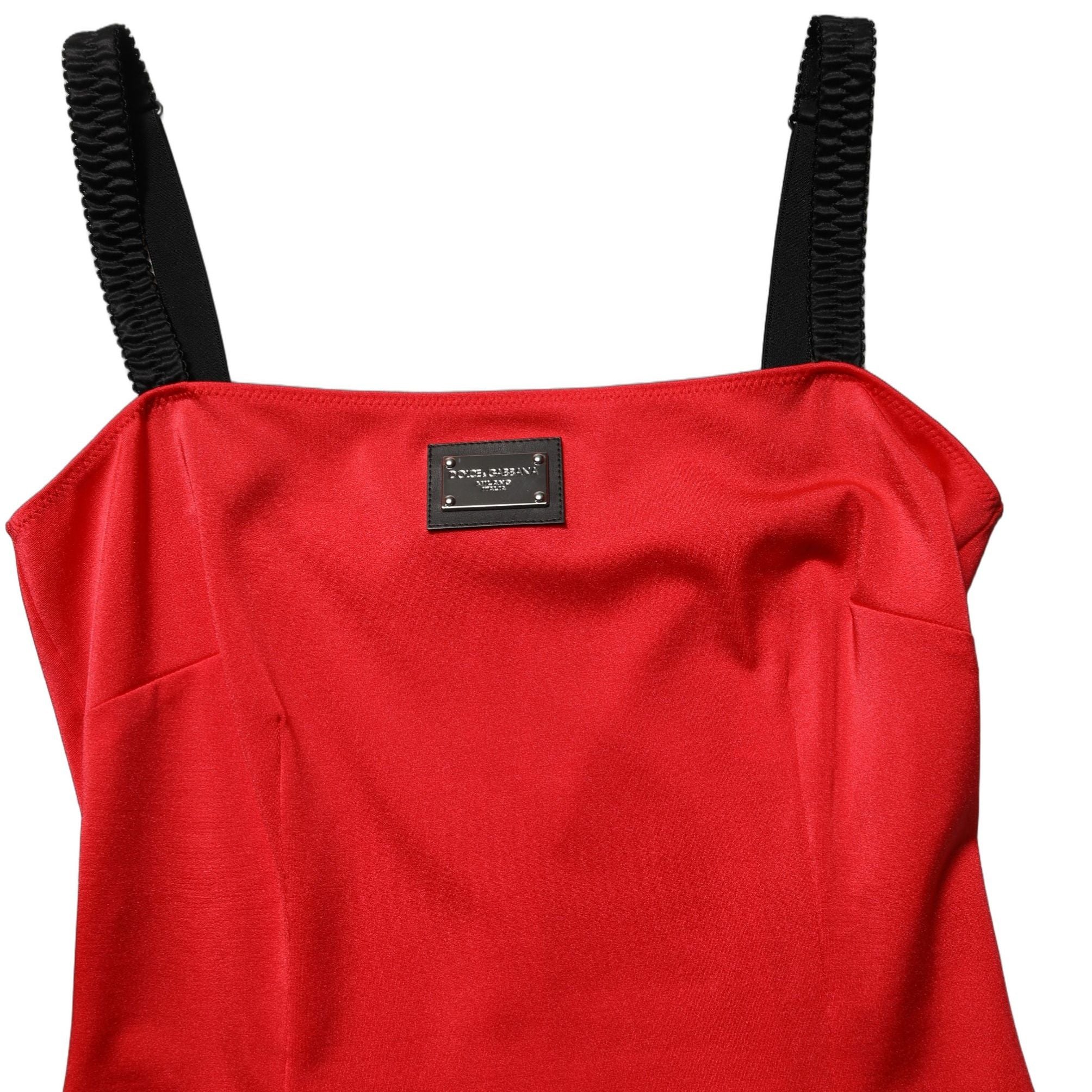 Dolce & Gabbana Red Nylon Blend Cady Sleeveless Mini Dress