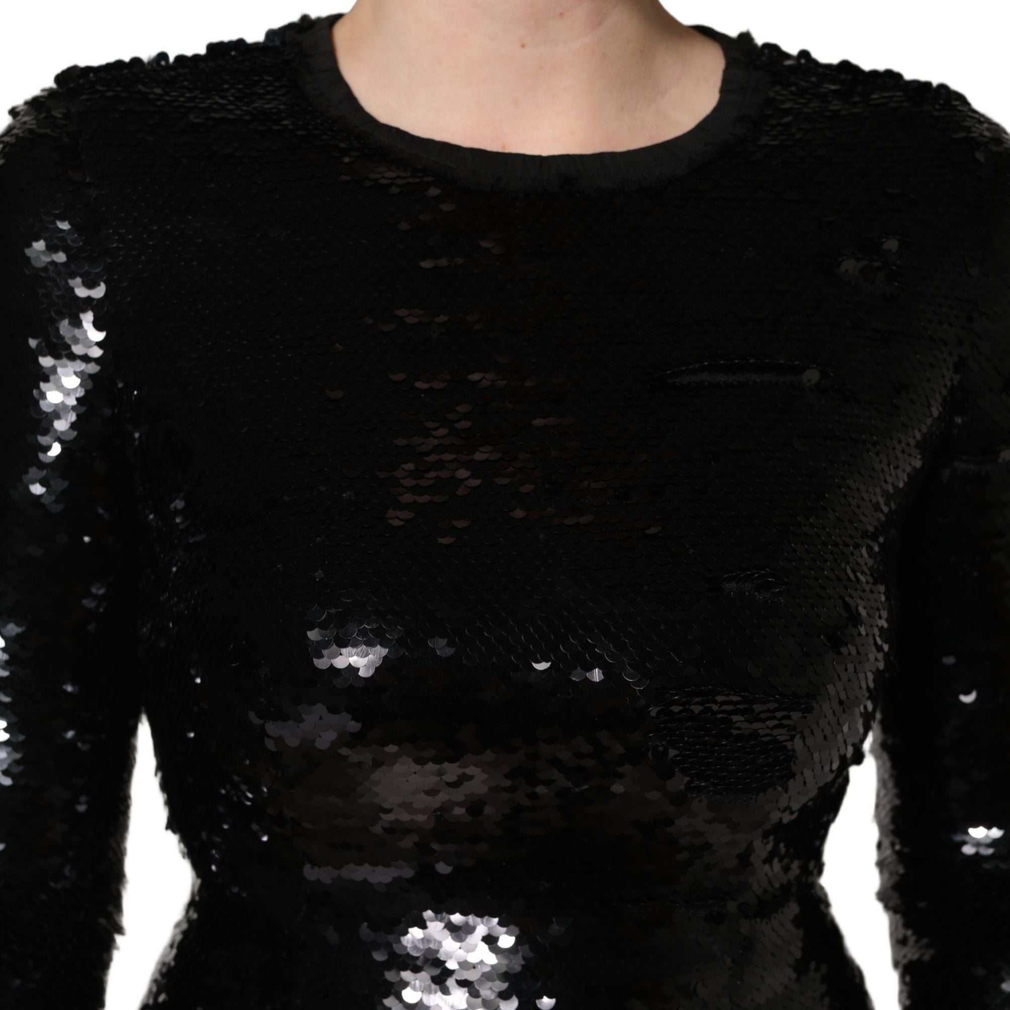 Dolce & Gabbana Black Bodycon Mermaid Sequinned Gown Dress