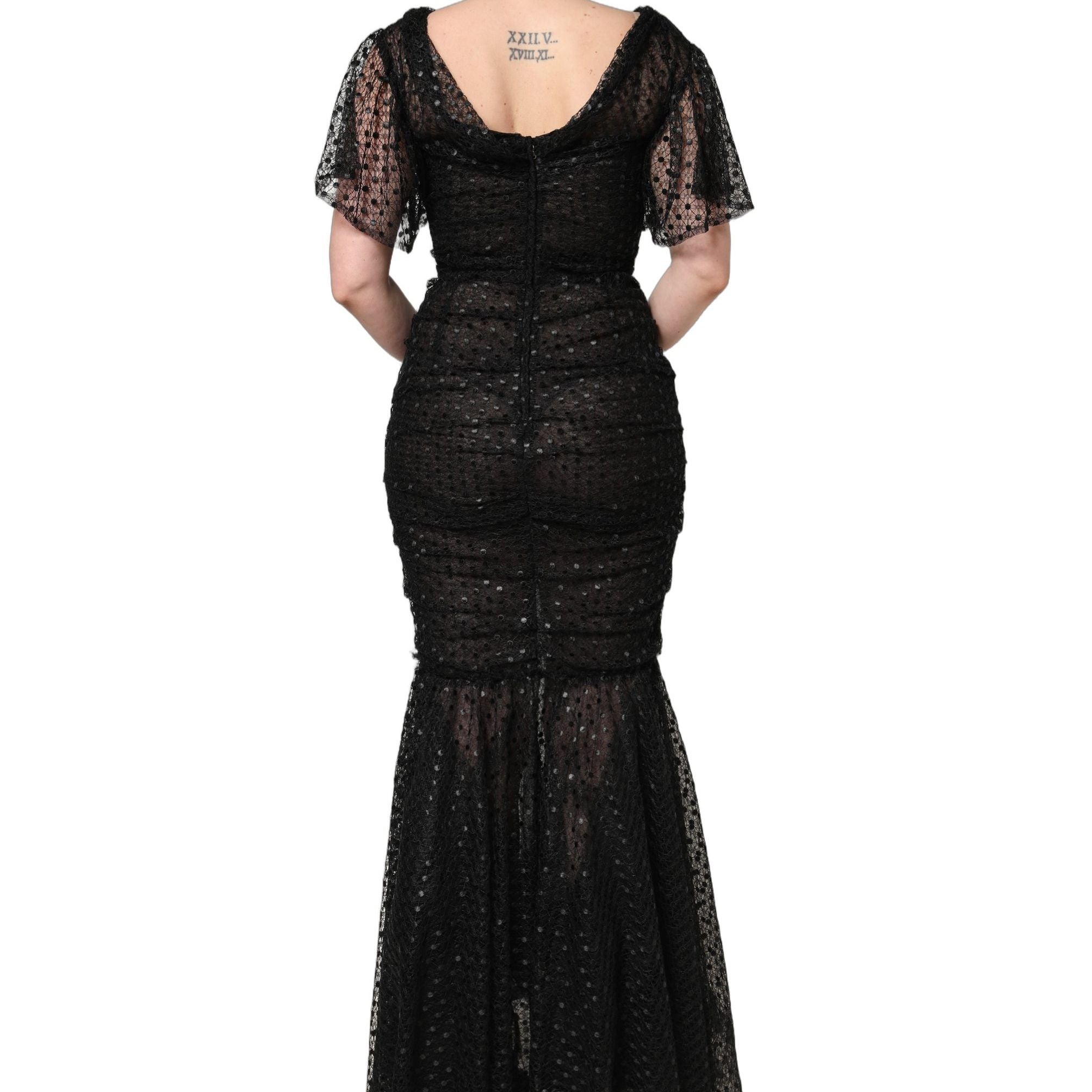 Dolce & Gabbana Black Sequinned Mermaid Evening Gown Dress