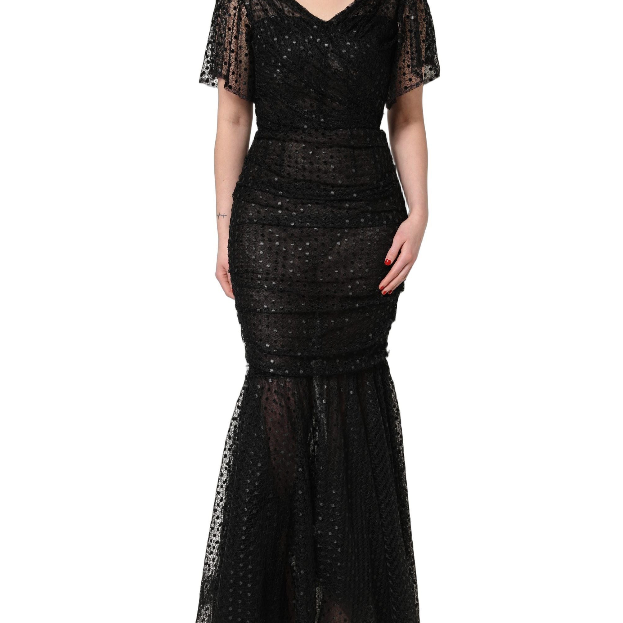 Dolce & Gabbana Black Sequinned Mermaid Evening Gown Dress