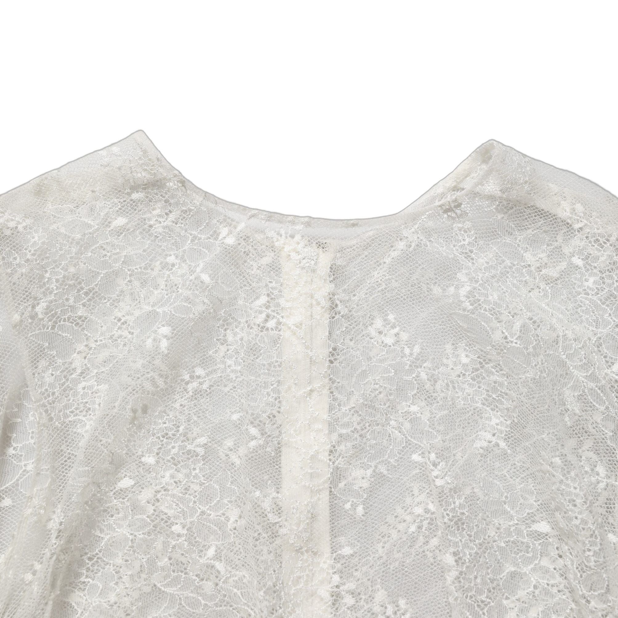 Dolce & Gabbana White Floral Lace Sheer Sleeveless Midi Dress