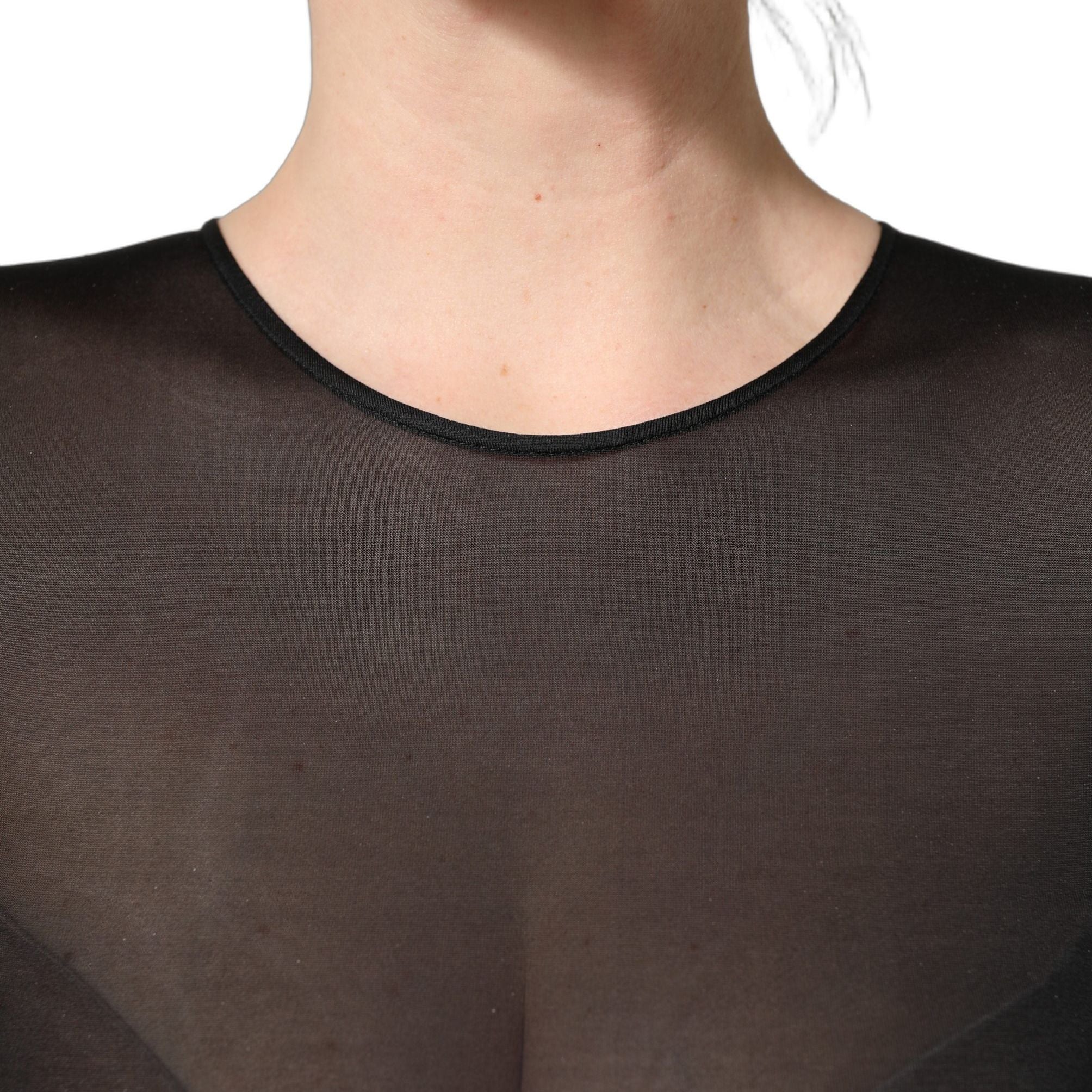 Dolce & Gabbana Black Sheer Long Sleeves Sheath Midi Dress