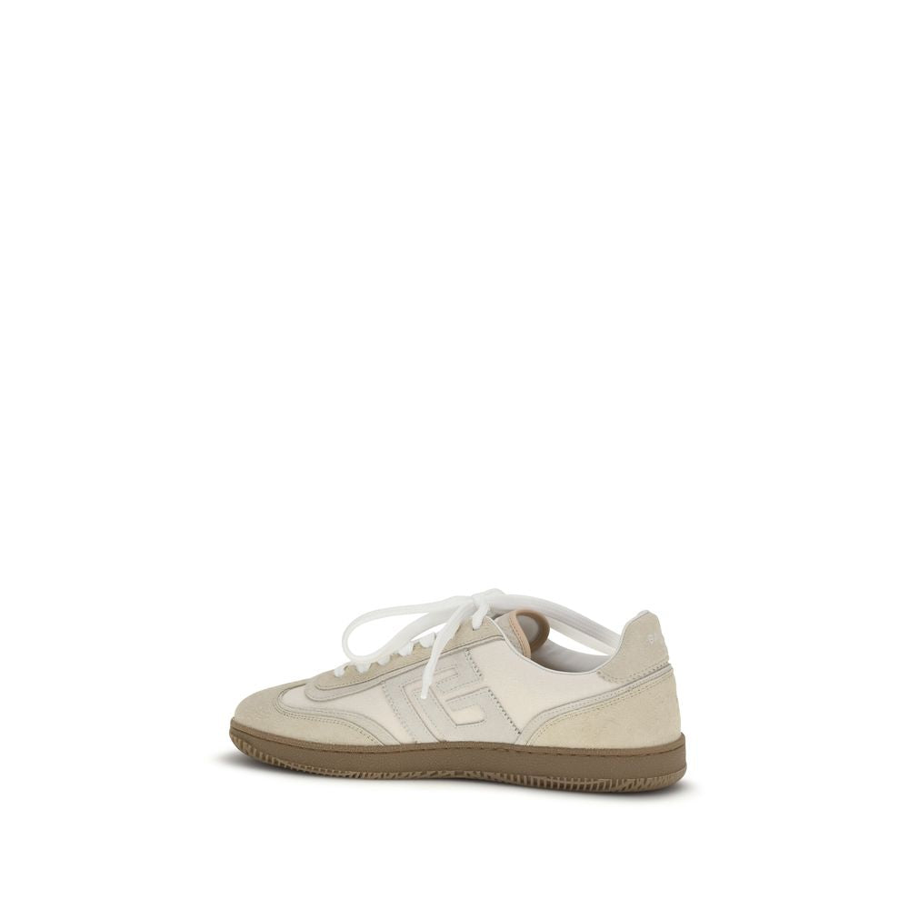 Balmain Beige Suede Leather Athletic Sneakers