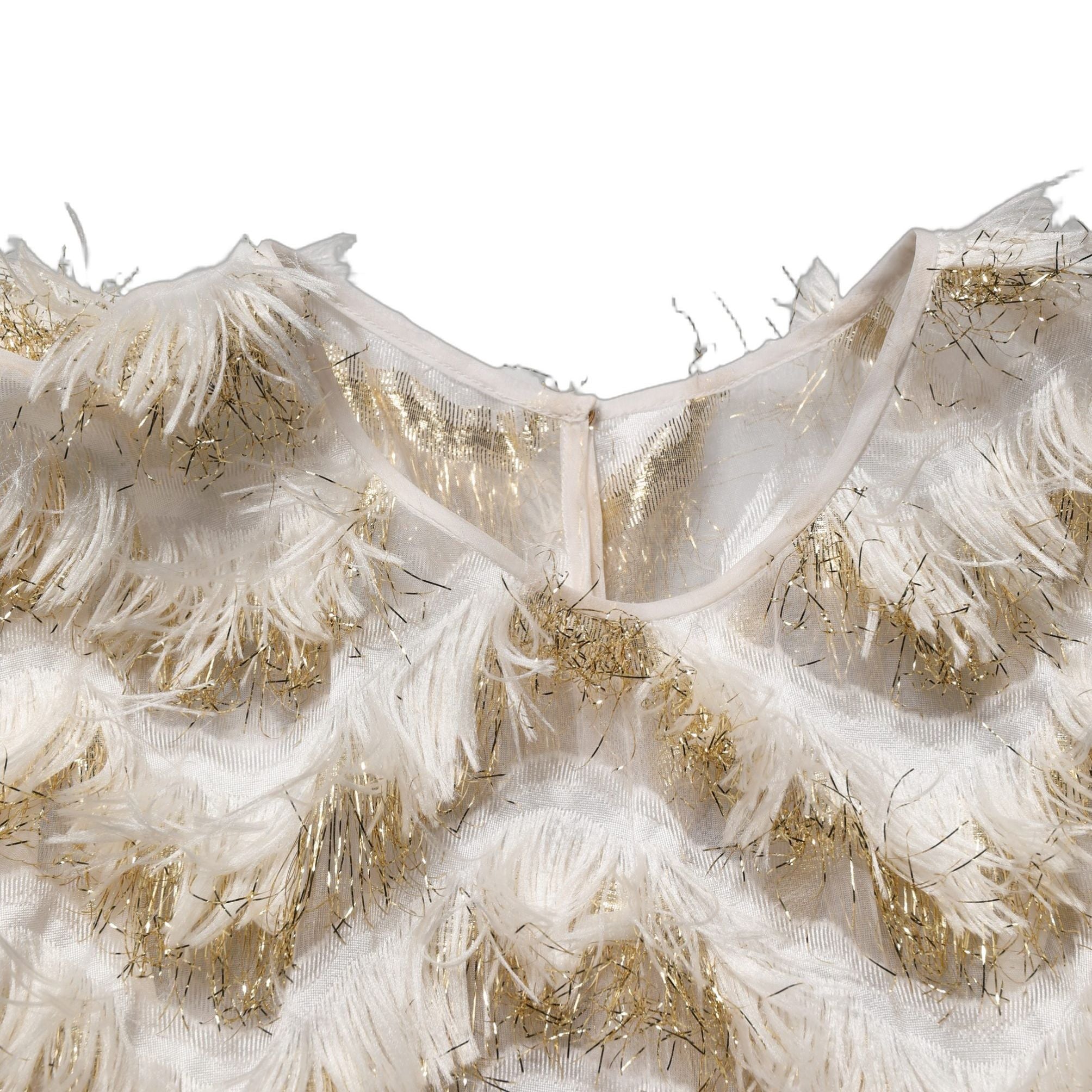 Dolce & Gabbana Ivory Fringe Layered Shift Midi Dress