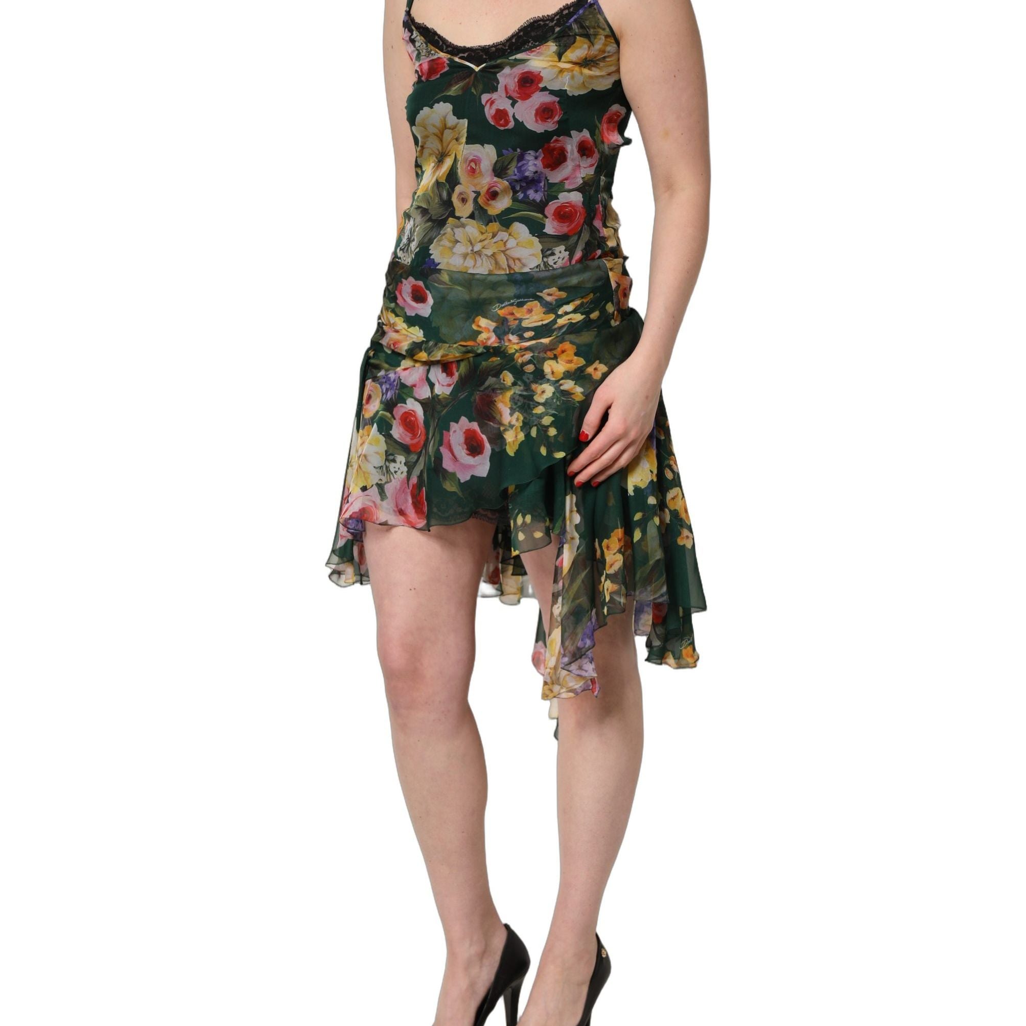 Dolce & Gabbana Multicolor Floral Print Sleeveless Mini Dress