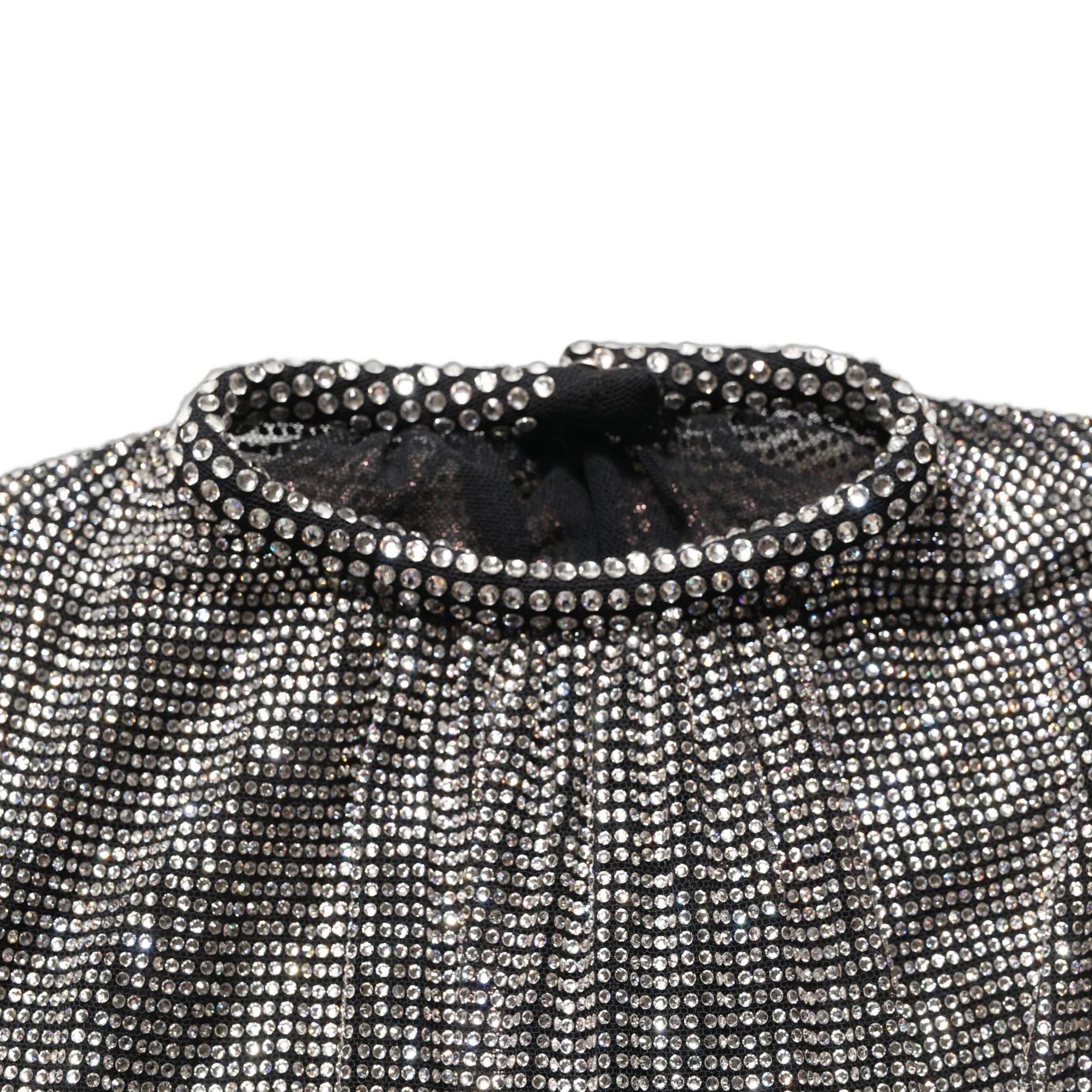 Dolce & Gabbana Silver Rhinestones Long Sleeves Bodysuit Mini Dress