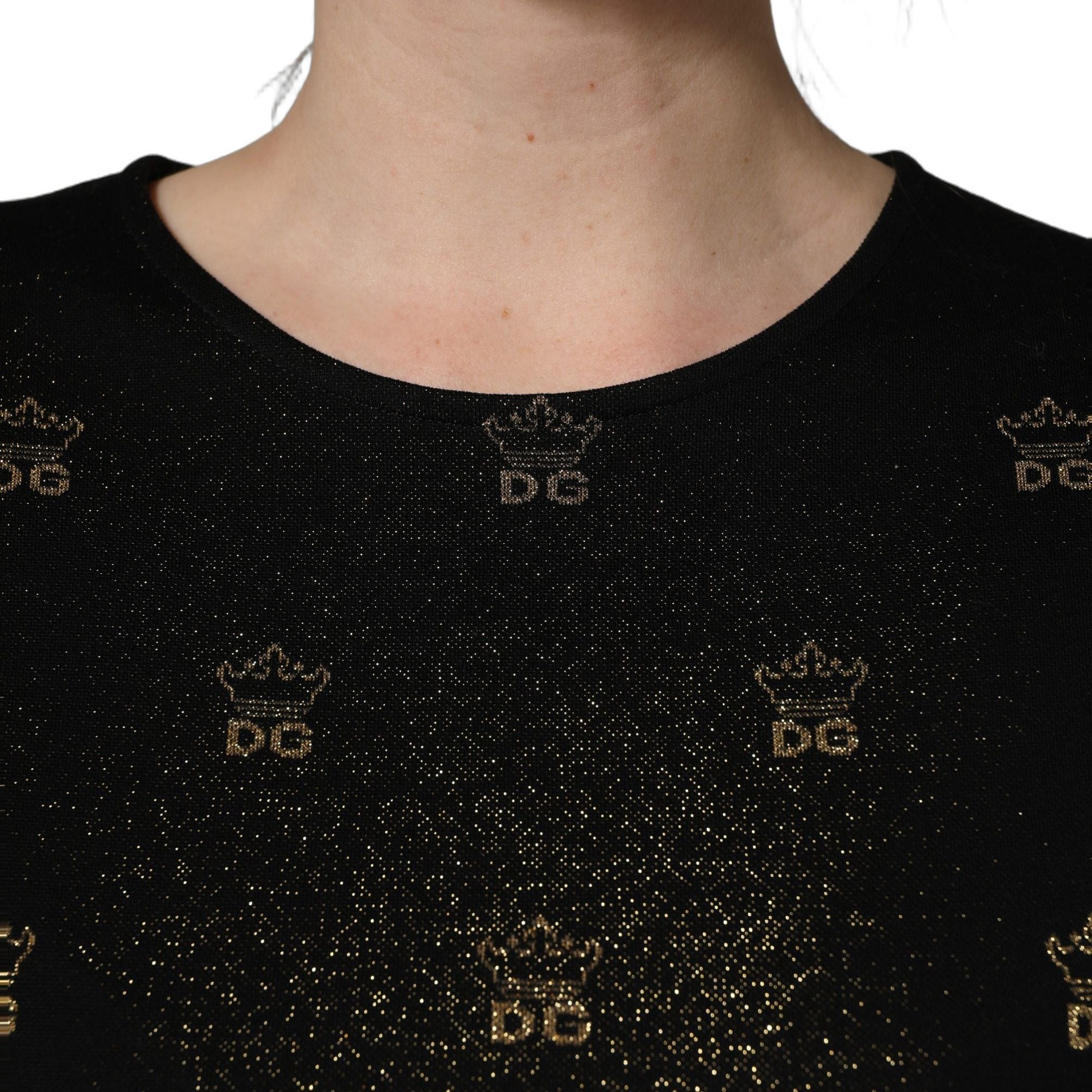 Dolce & Gabbana Black DG Crown Short-Sleeve Sheath Dress