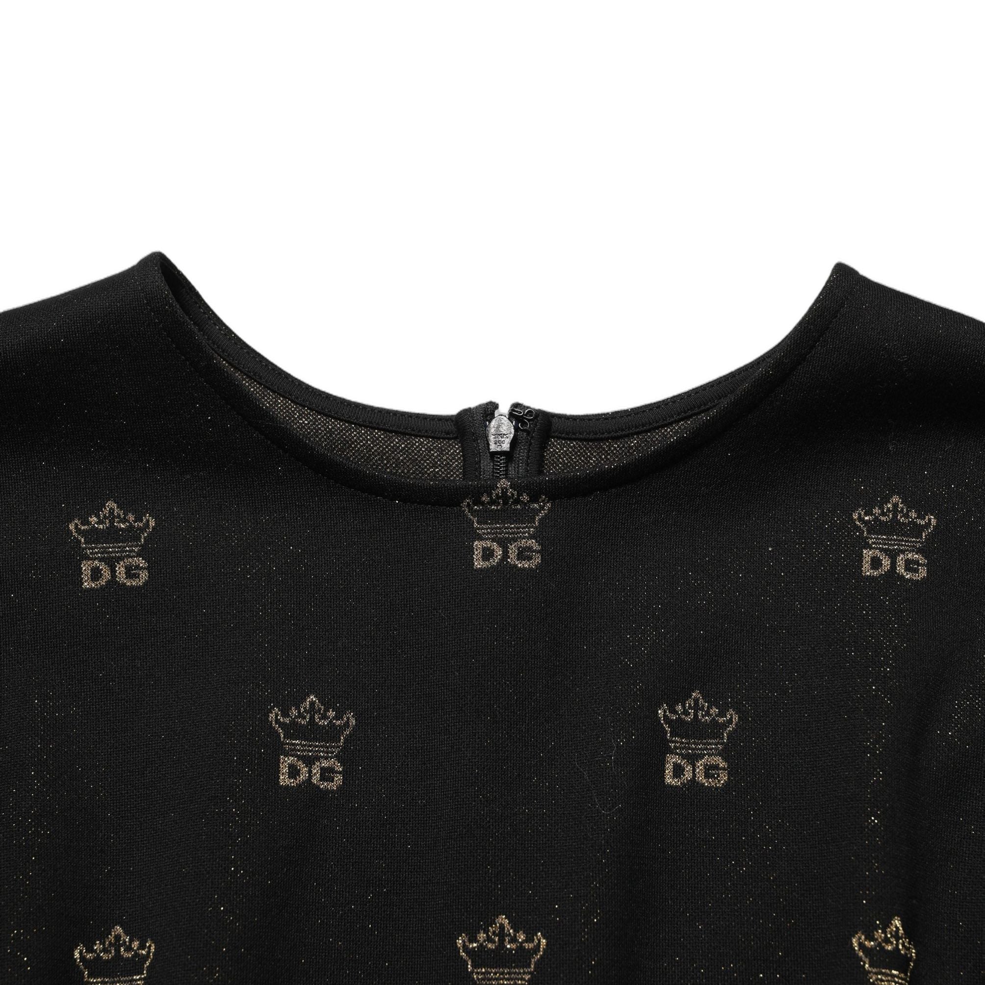 Dolce & Gabbana Black DG Crown Short-Sleeve Sheath Dress