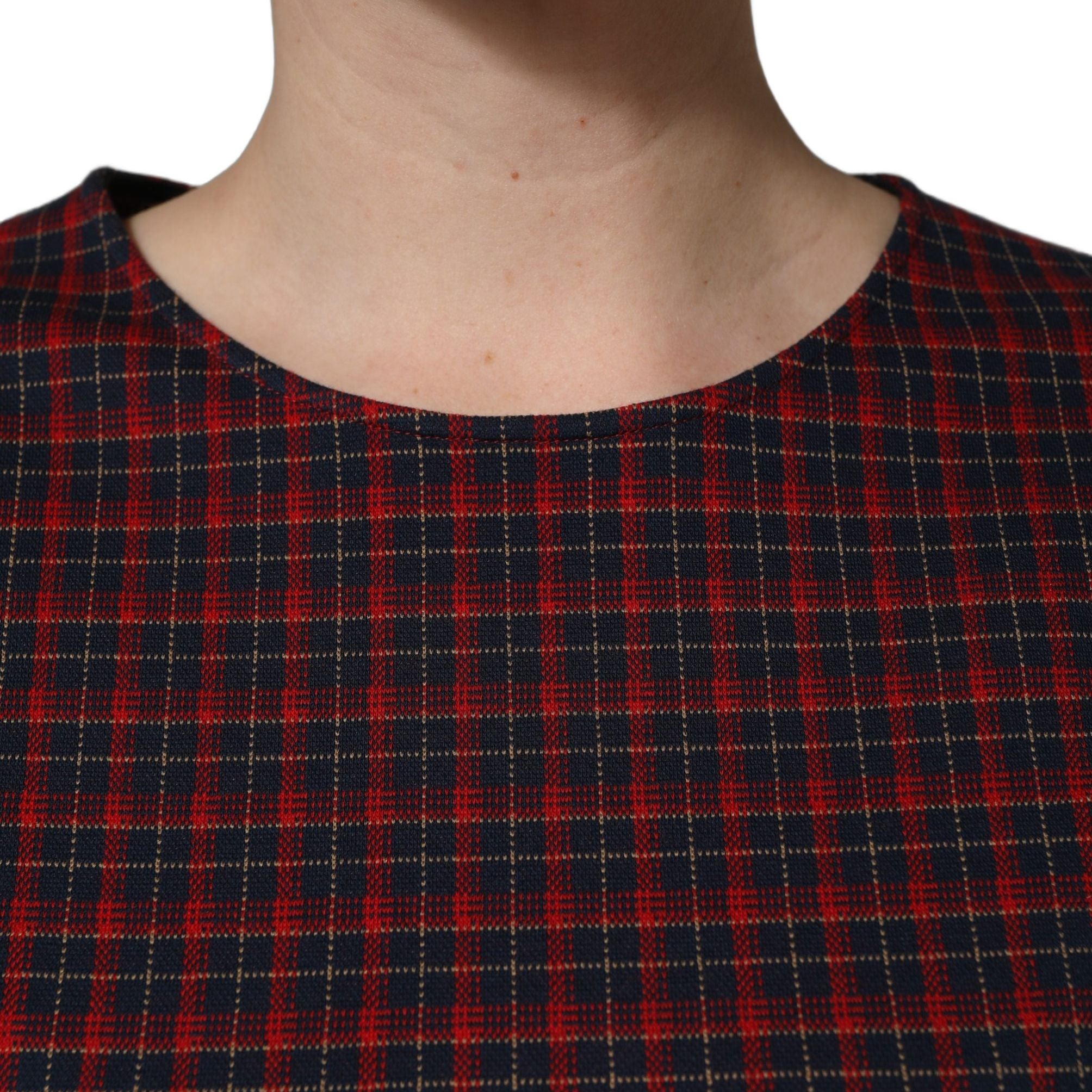 Dolce & Gabbana Red Black Checkered ShortSleeve Sheath Dress