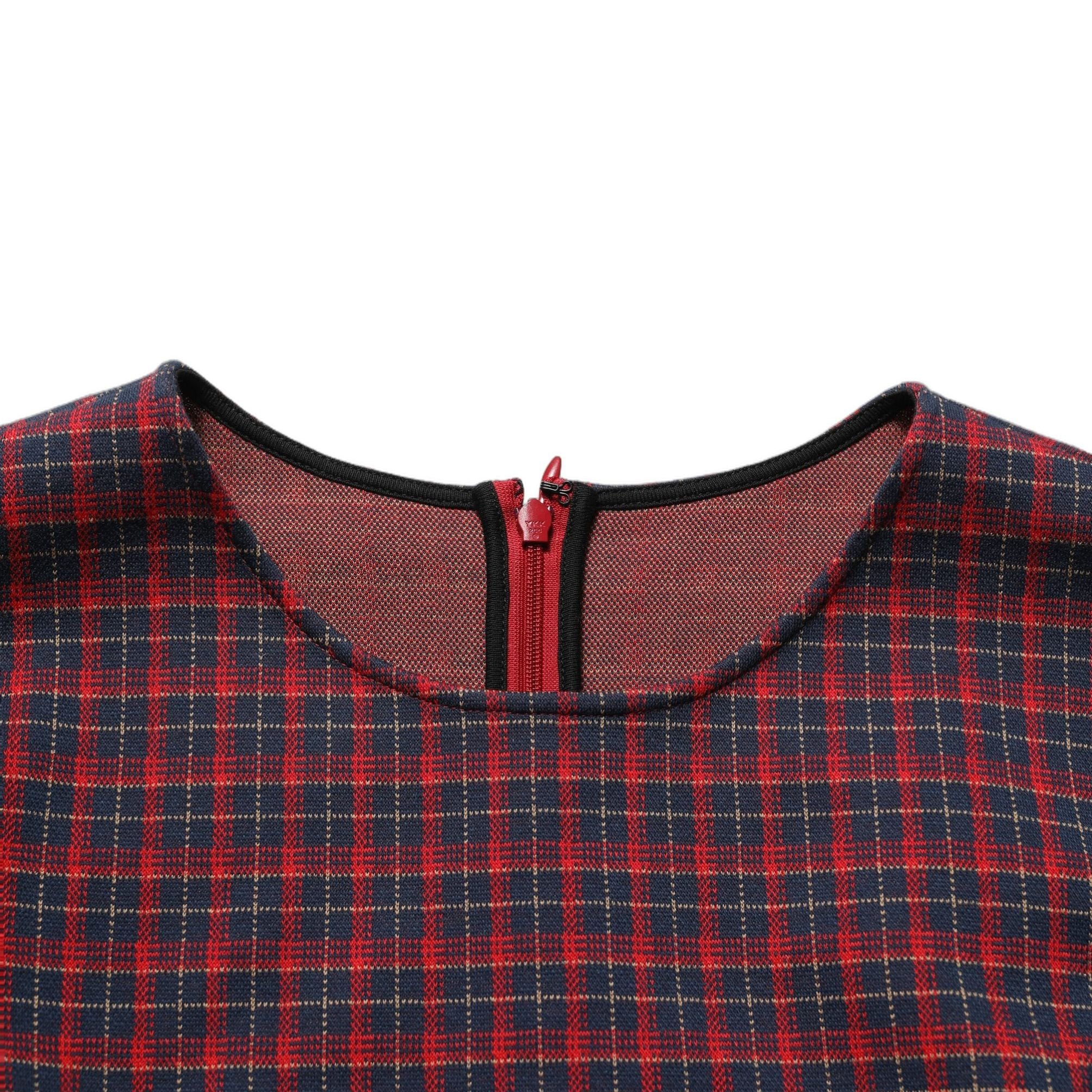 Dolce & Gabbana Red Black Checkered ShortSleeve Sheath Dress